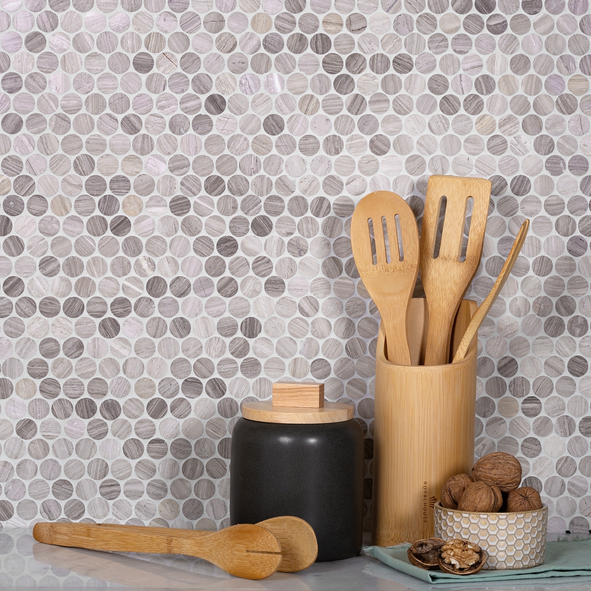 Apollo Tile Gray 11-in x 12-in Polished Wood Honeycomb Wood Look Floor and Wall Tile (4.83-sq. ft/ Carton)