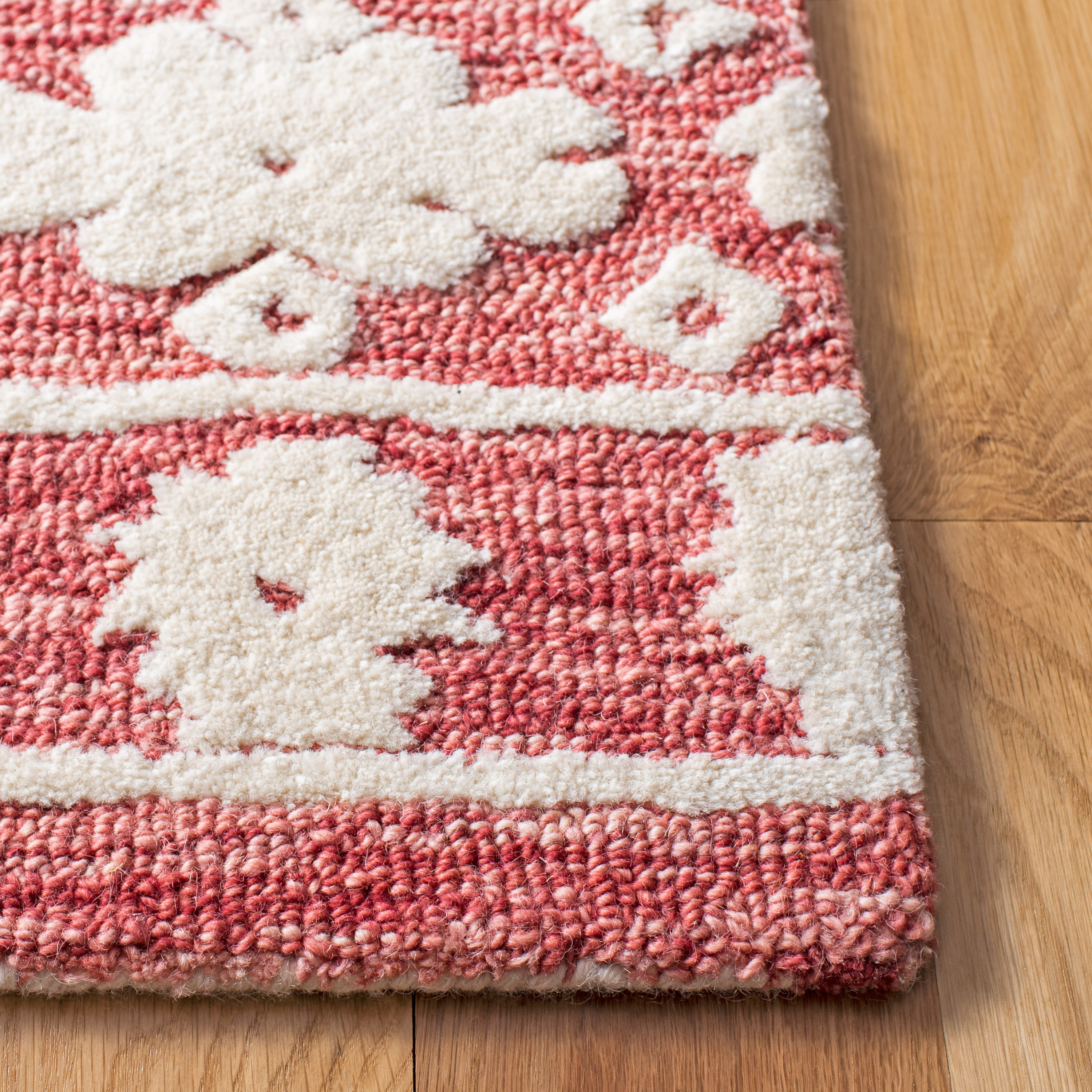 Ivory and Rust Handmade Tufted Wool Area Rug 9' x 12'