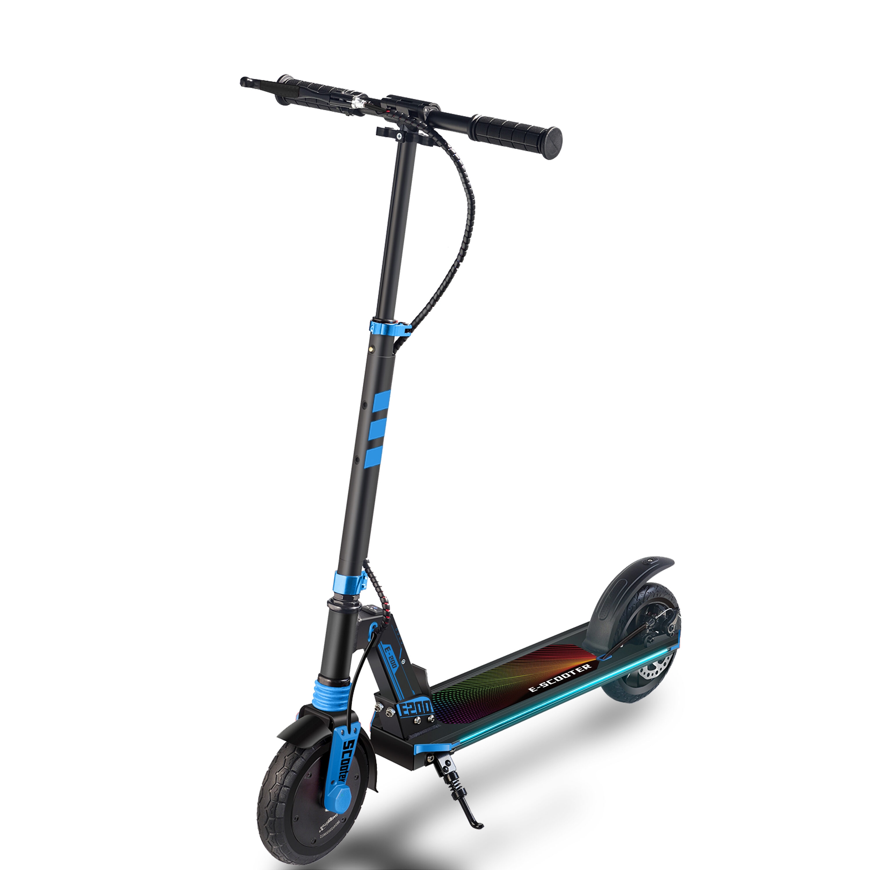 Runesay HB03ELSCT-03 Blue Outdoor 180W Motor Riding Electric Scooter with Side Lights 220Lbs Capacity For Teens