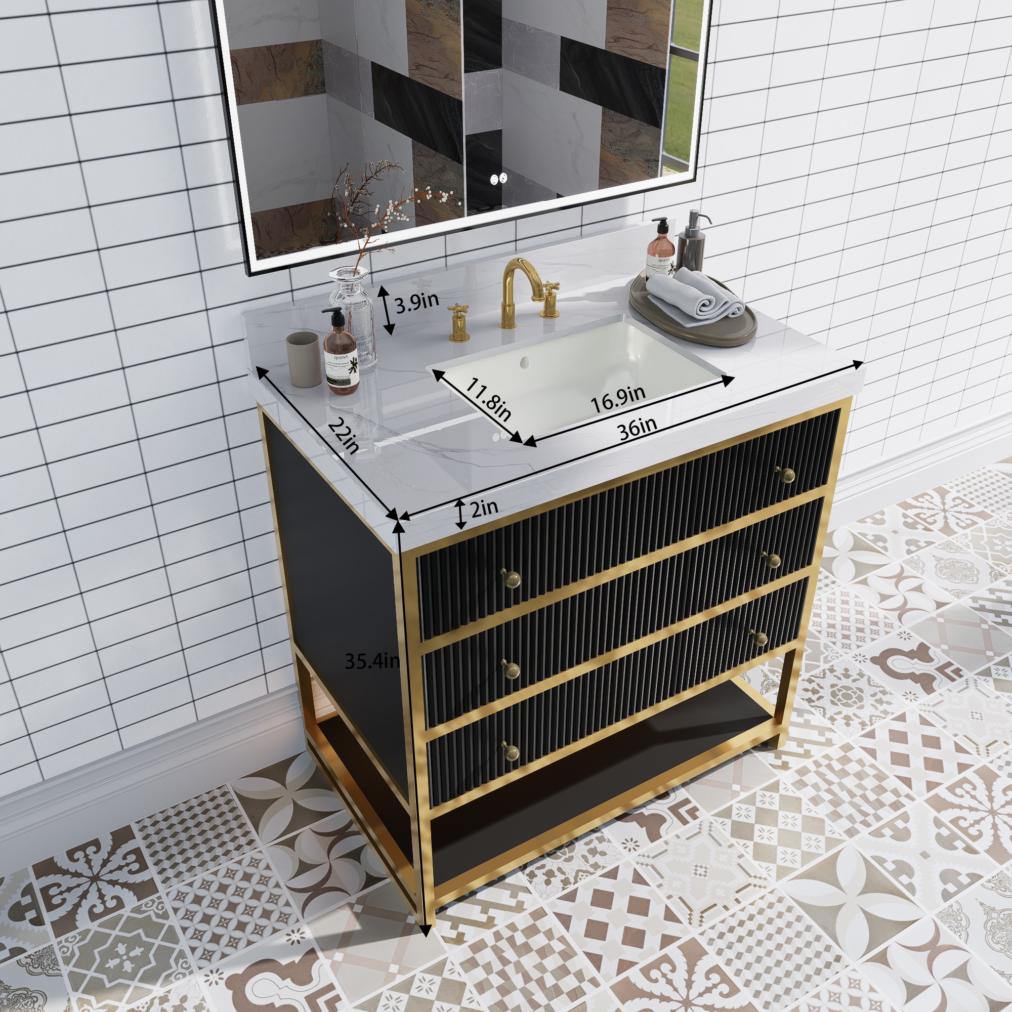 ExBrite TJ3620V16BK Bath-Vanity-Combo - View #2