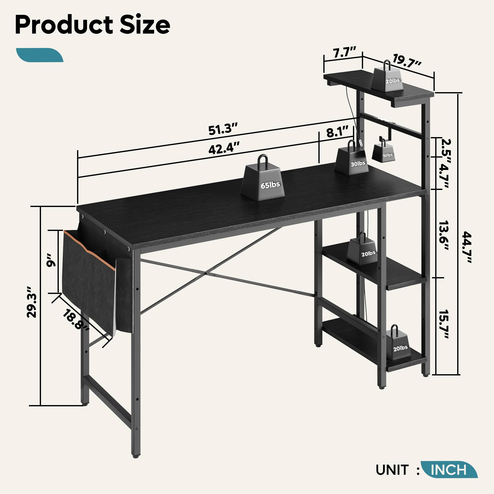 Bestier LOW-D513S-BLKG desks - View #4