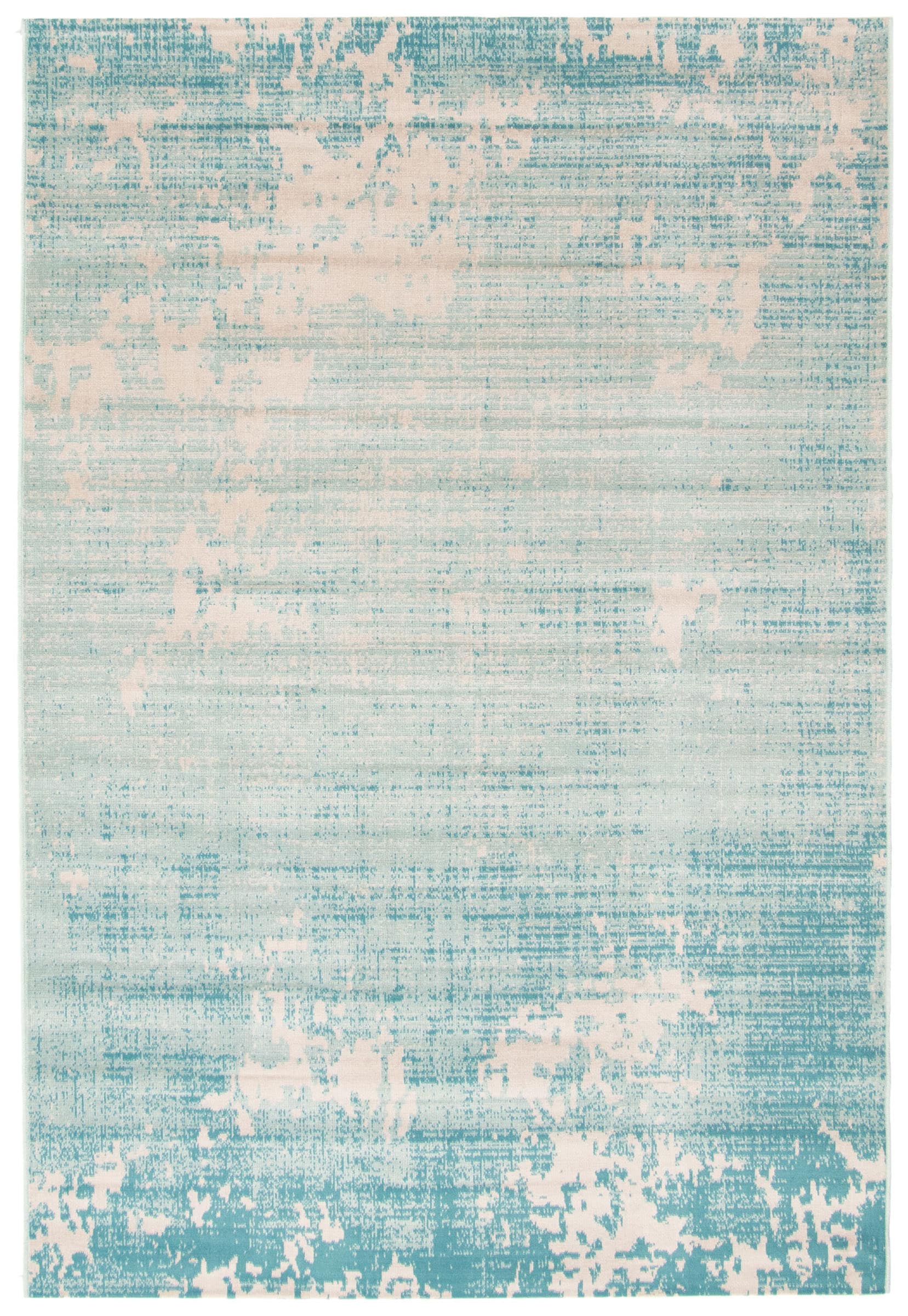 ECARPETGALLERY 351089 Vivian 4 x 6 (ft) Polypropylene Teal Rectangular Indoor Distressed/Overdyed Area rug