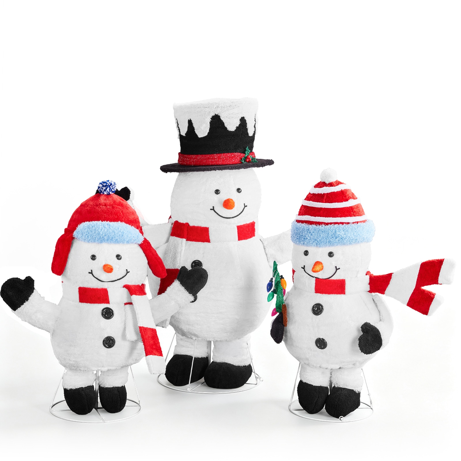 Winado 3PC 4ft White Plump Snowman Family with 310 White Lights