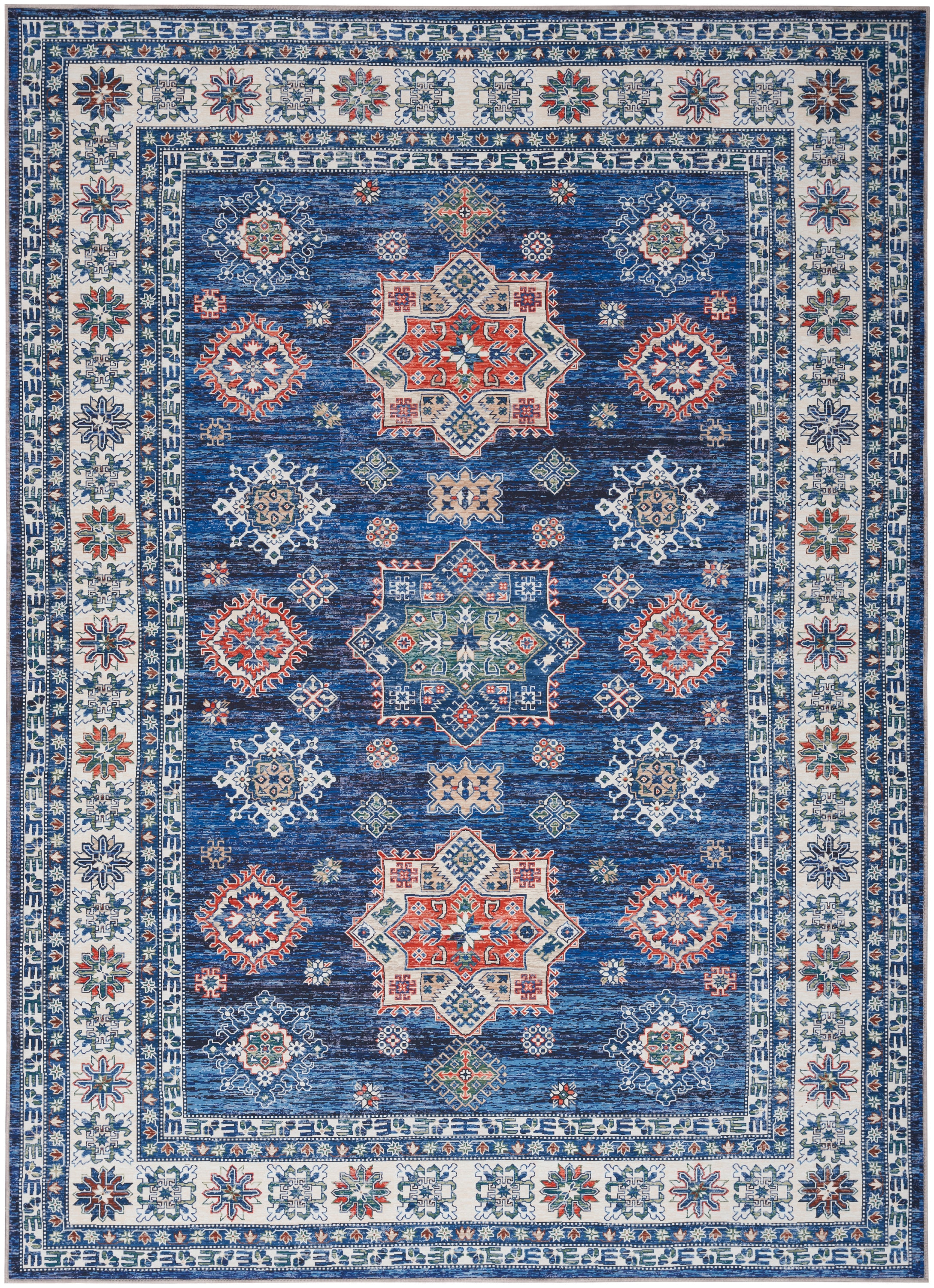 Fulton Vintage Blue Persian-Inspired 7'10" x 9'10" Non-Slip Flatweave Rug