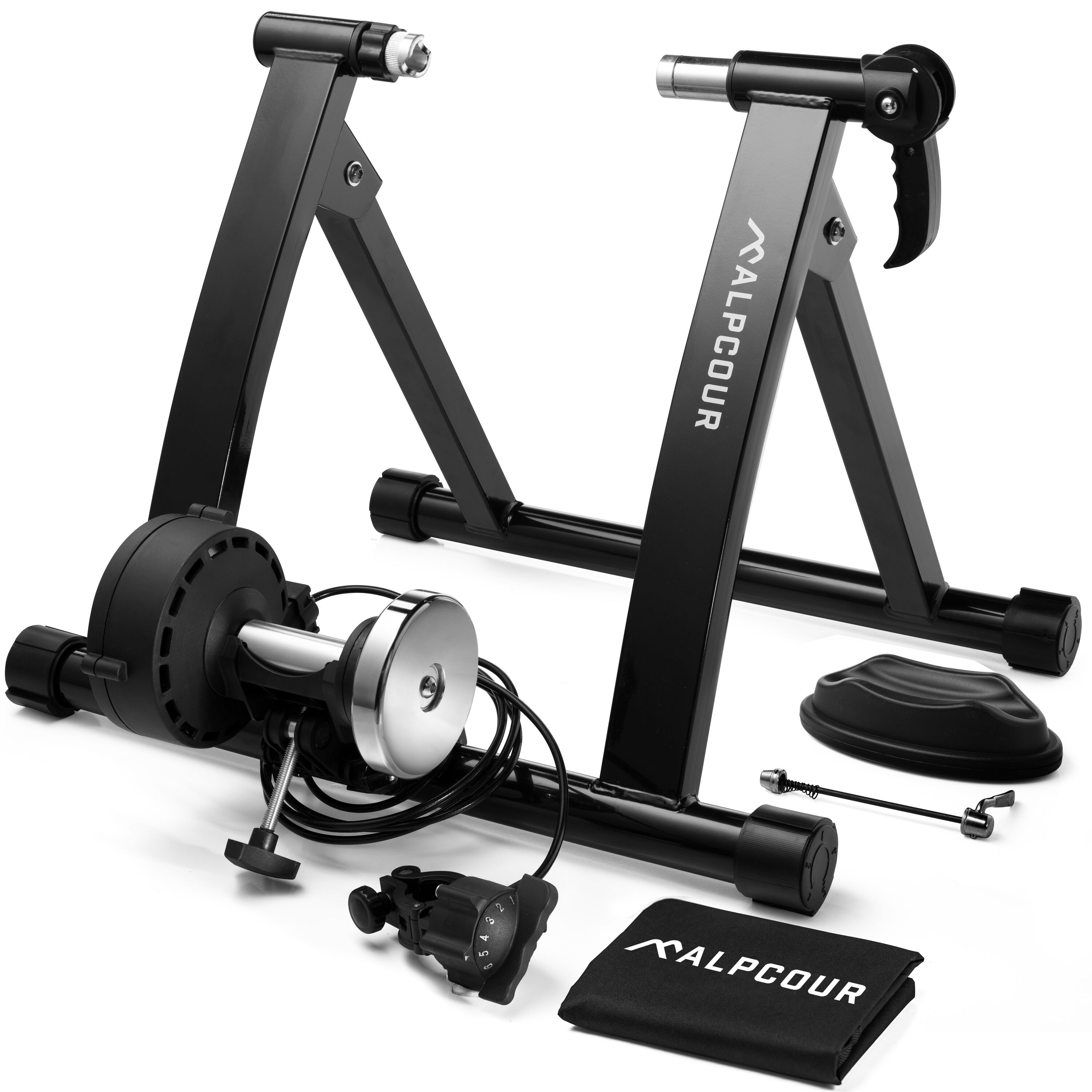 Alpcour APC-BTSMBK  Indoor Magnetic Bike Trainer- Stainless Steel, 6 Resistance Levels