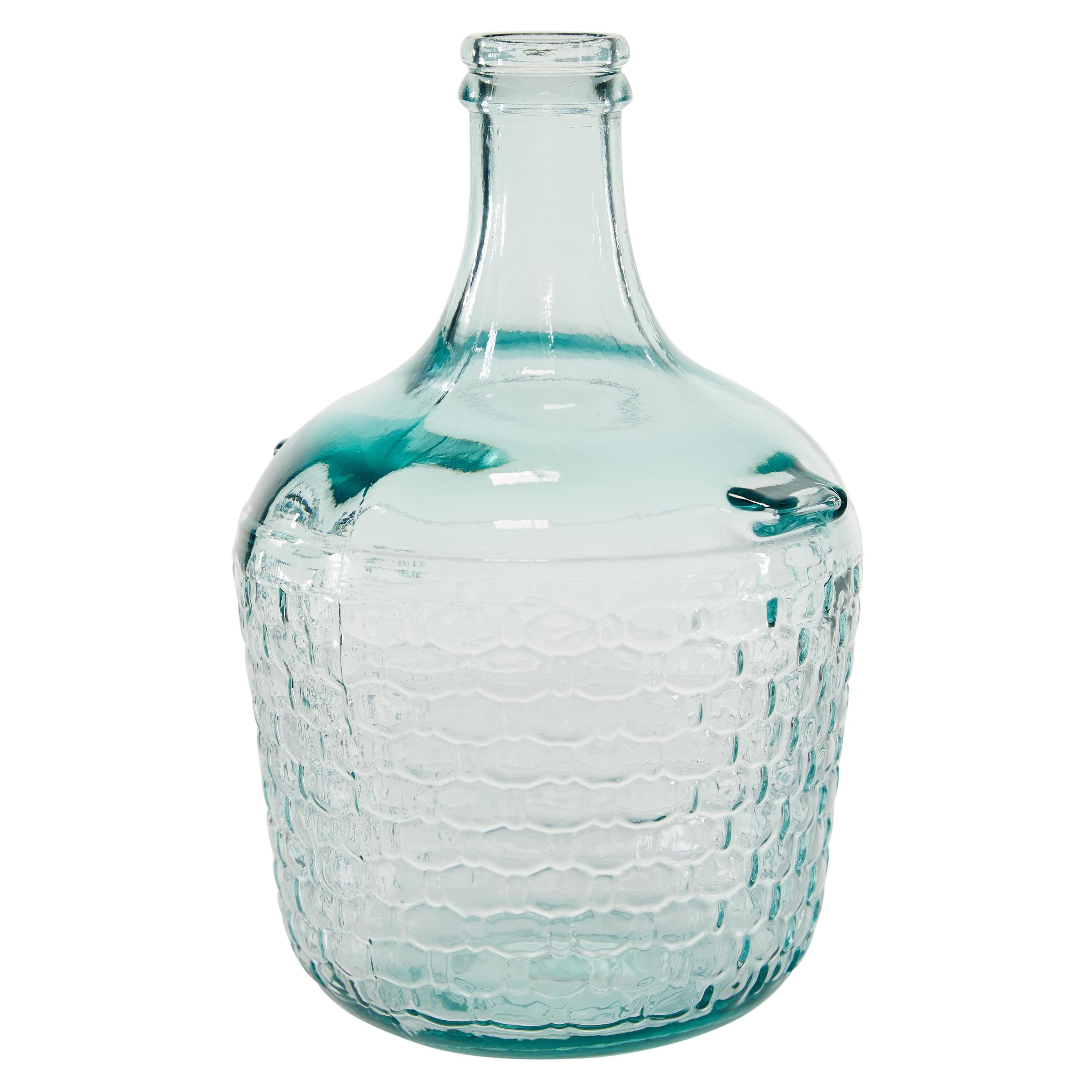Clear Embossed Nautical Glass Bottle Vase