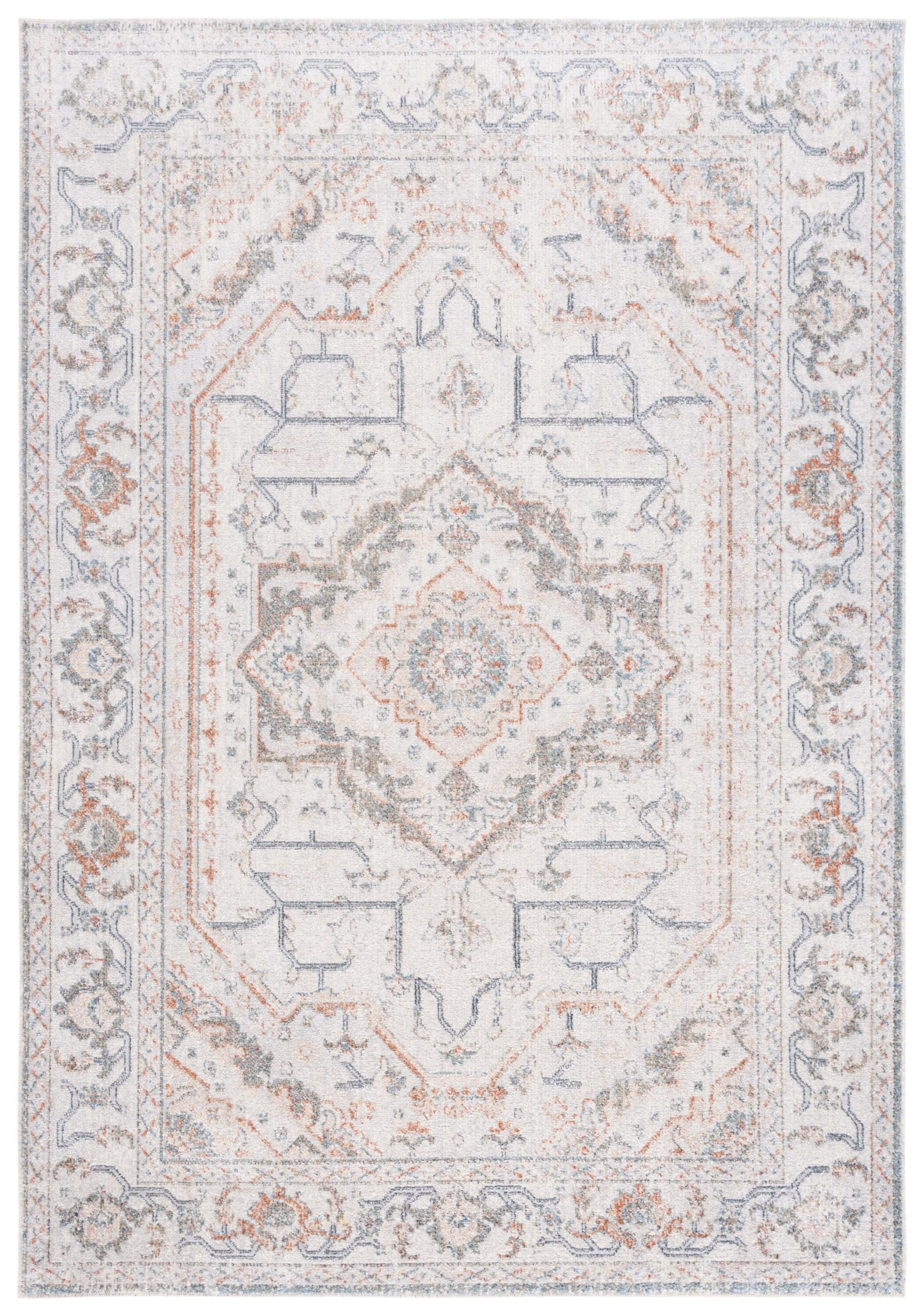 Safavieh BAL854F-5 5 x 8 (ft) Loomed Polyester Light Gray/Rust Rectangular Indoor Mid-Century Modern Machine washable Area rug
