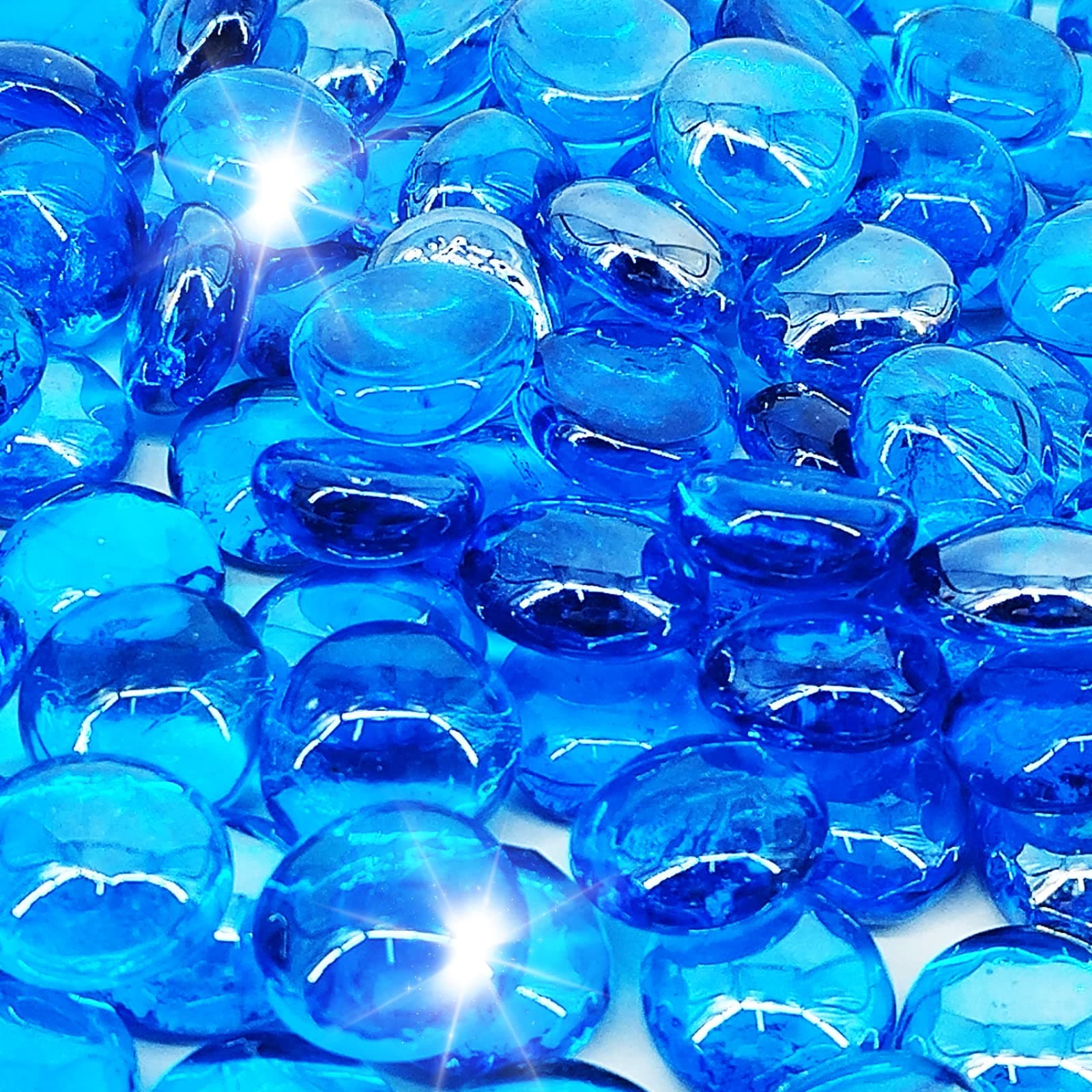 Lukvuzo -  Fire Glass Pacific Blue 19 Pound Pack Half Inch Tempered Glass Beads for Fire Pit Eco ...