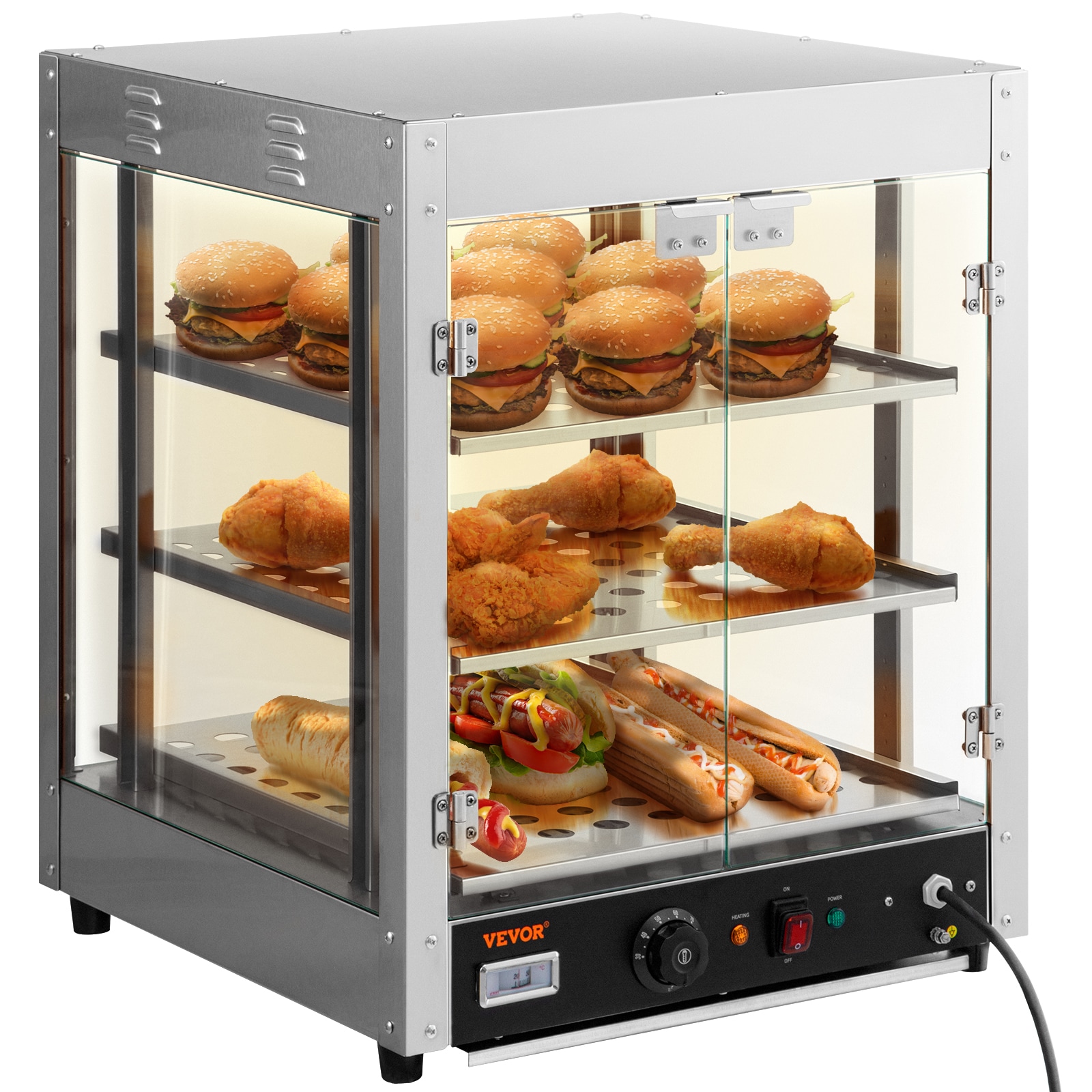 VEVOR 800W 3 Tier Food Warmer Hot Dog Toaster with Bun Warmer SPBWJCYBXGGHBUG51V1 Sansujyuku sansujyuku.com