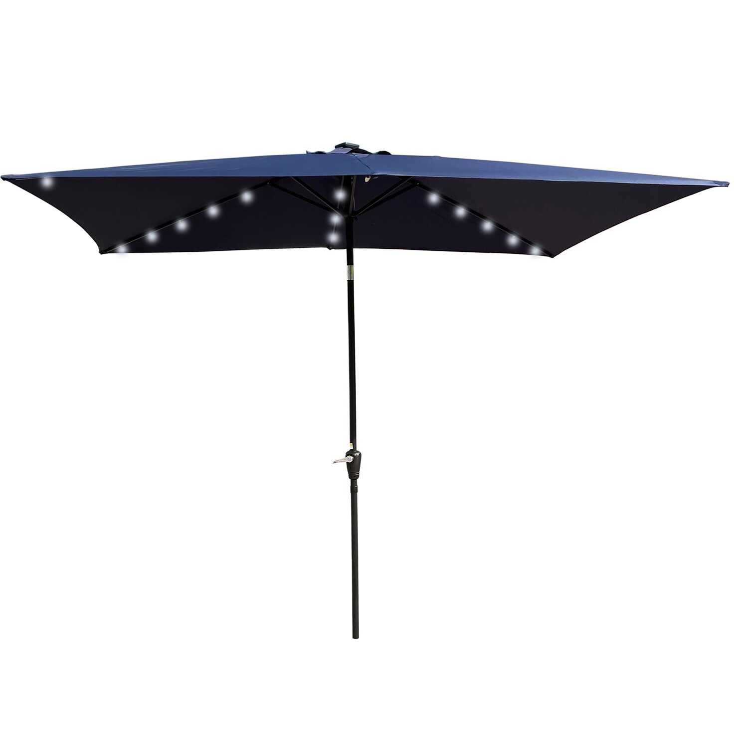 SINOFURN SYA810011NY 10-ft Metal Blue Market Patio Umbrella with Lights