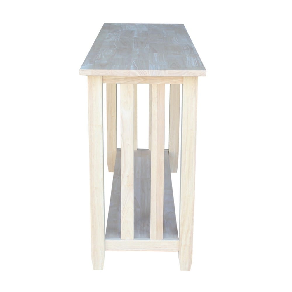 Mission Unfinished Wood Rectangular Console Table with Storage