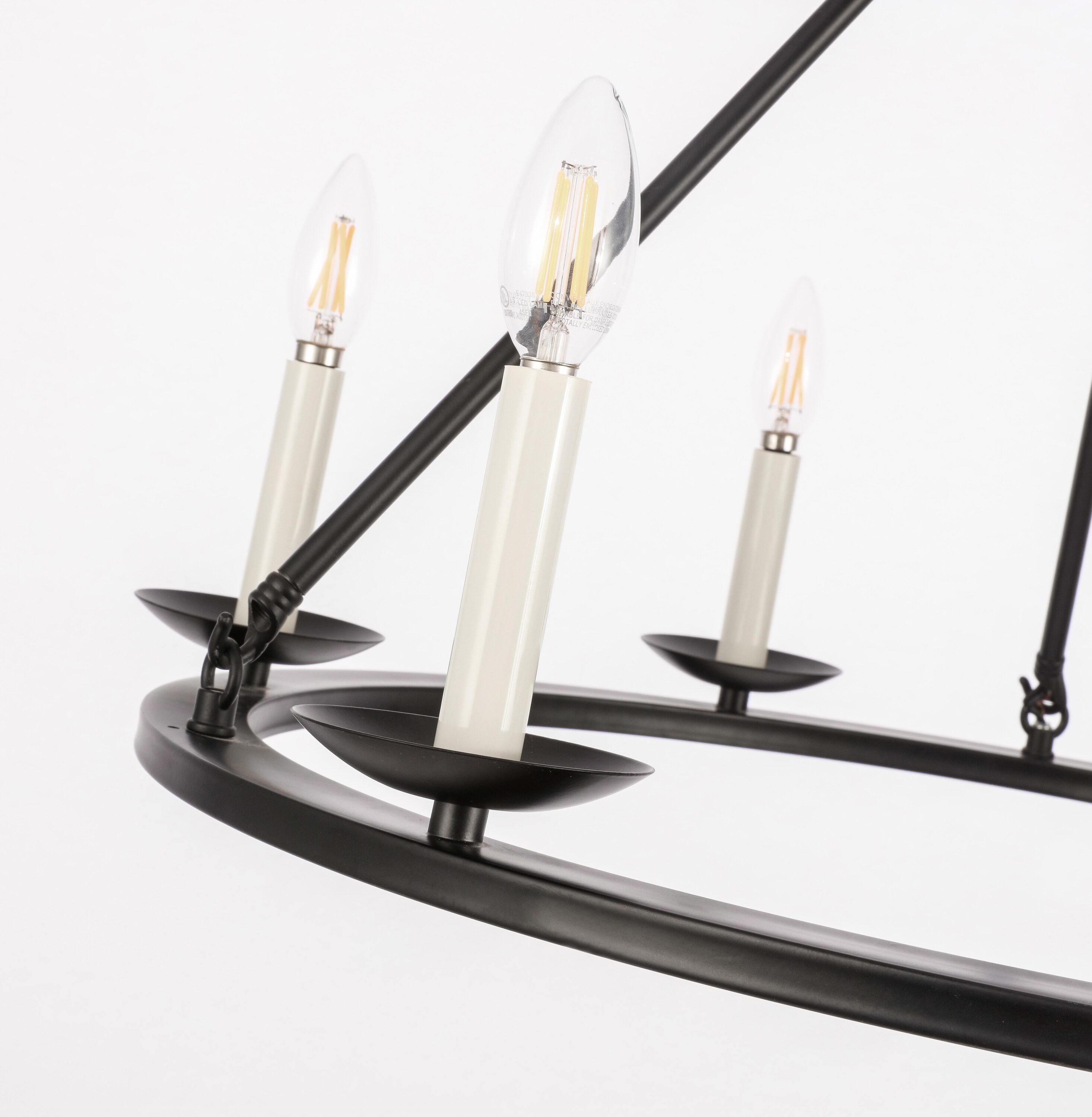 Elegant Maine 6-Light Black Metal Circular Chandelier