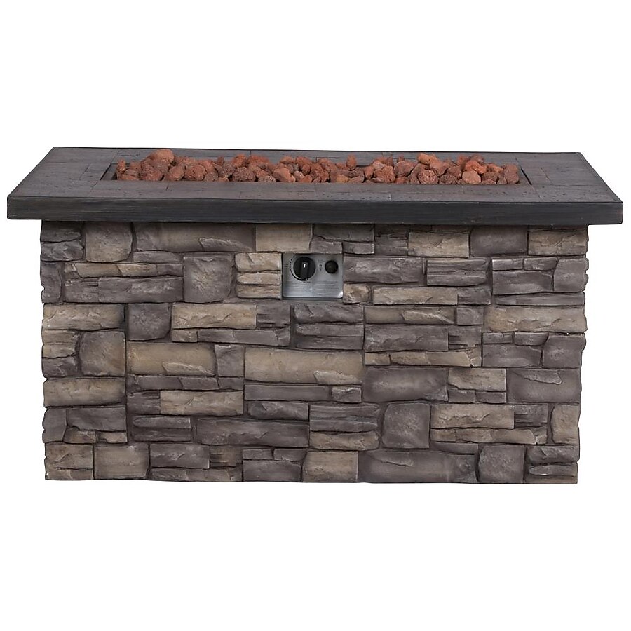 Shine Company Sevilla 48 in. Rectangular Outdoor Fire Pit Table - Stone Shine Company Sevilla 48 in. Rectangular Outdoor Fire Pit Table - Stone