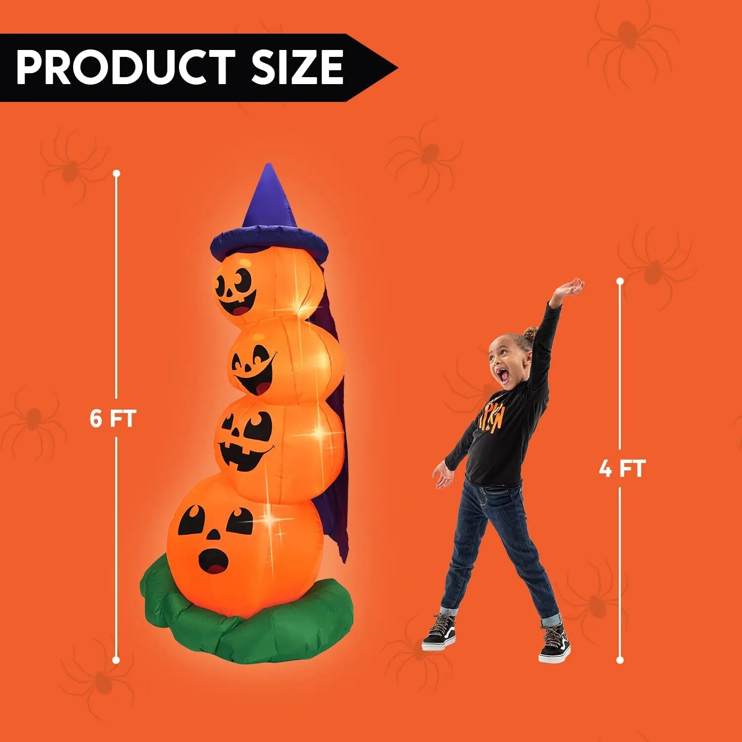 SYNCFUN 6-ft Lighted Pumpkin Inflatable in the Outdoor Halloween ...