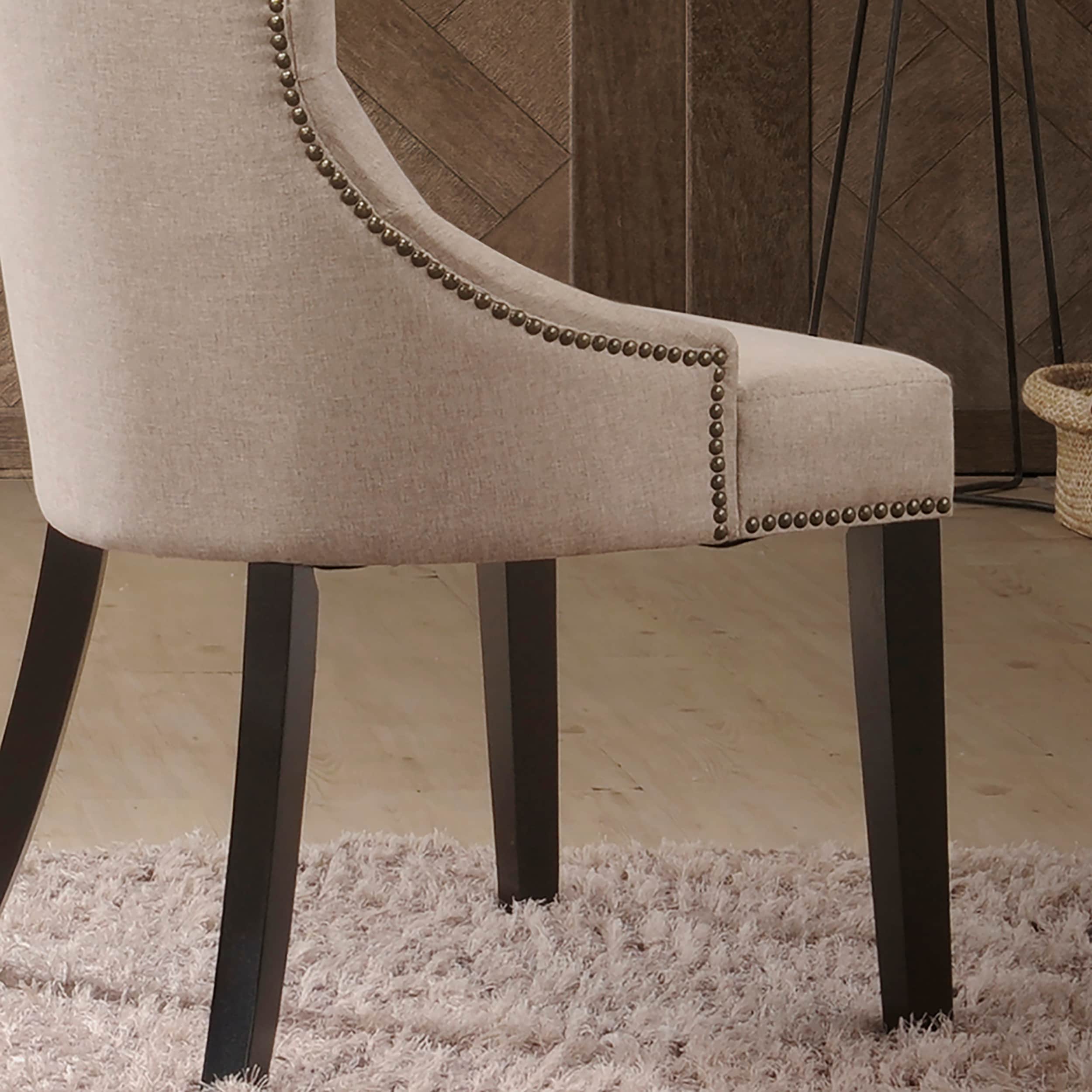 Julia Espresso Cream Linen High-Back Upholstered Side Chair