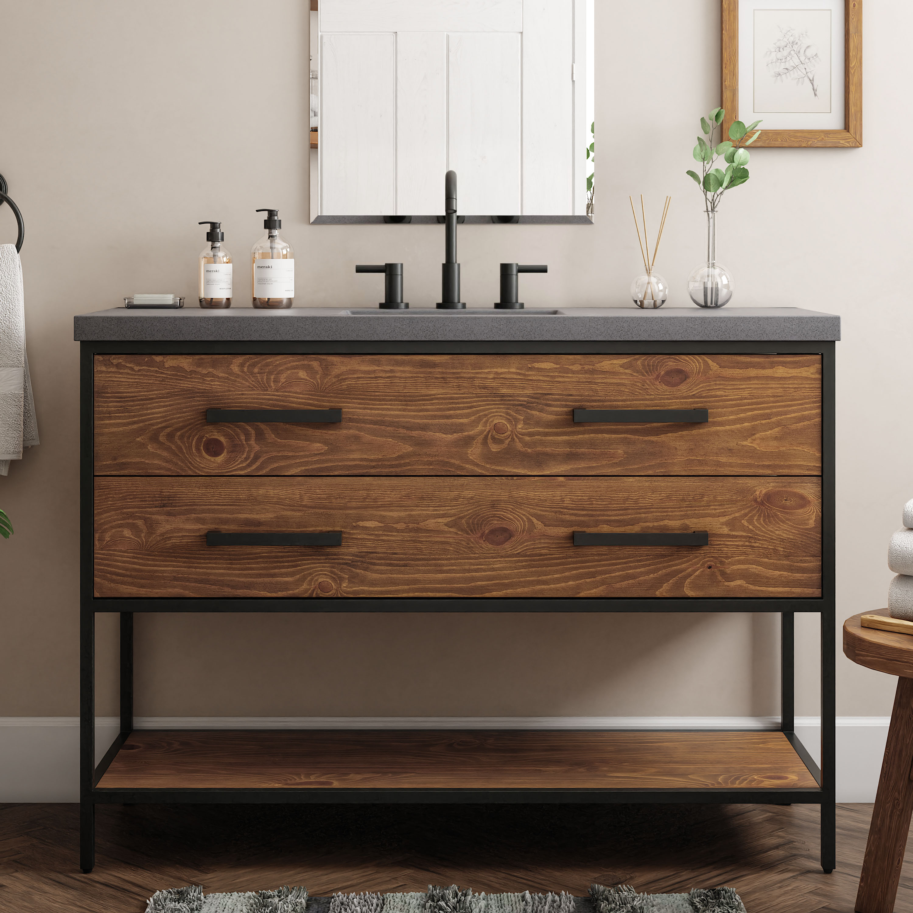 allen + roth A+R 60-IN WINDSOR BLUE VANITY at