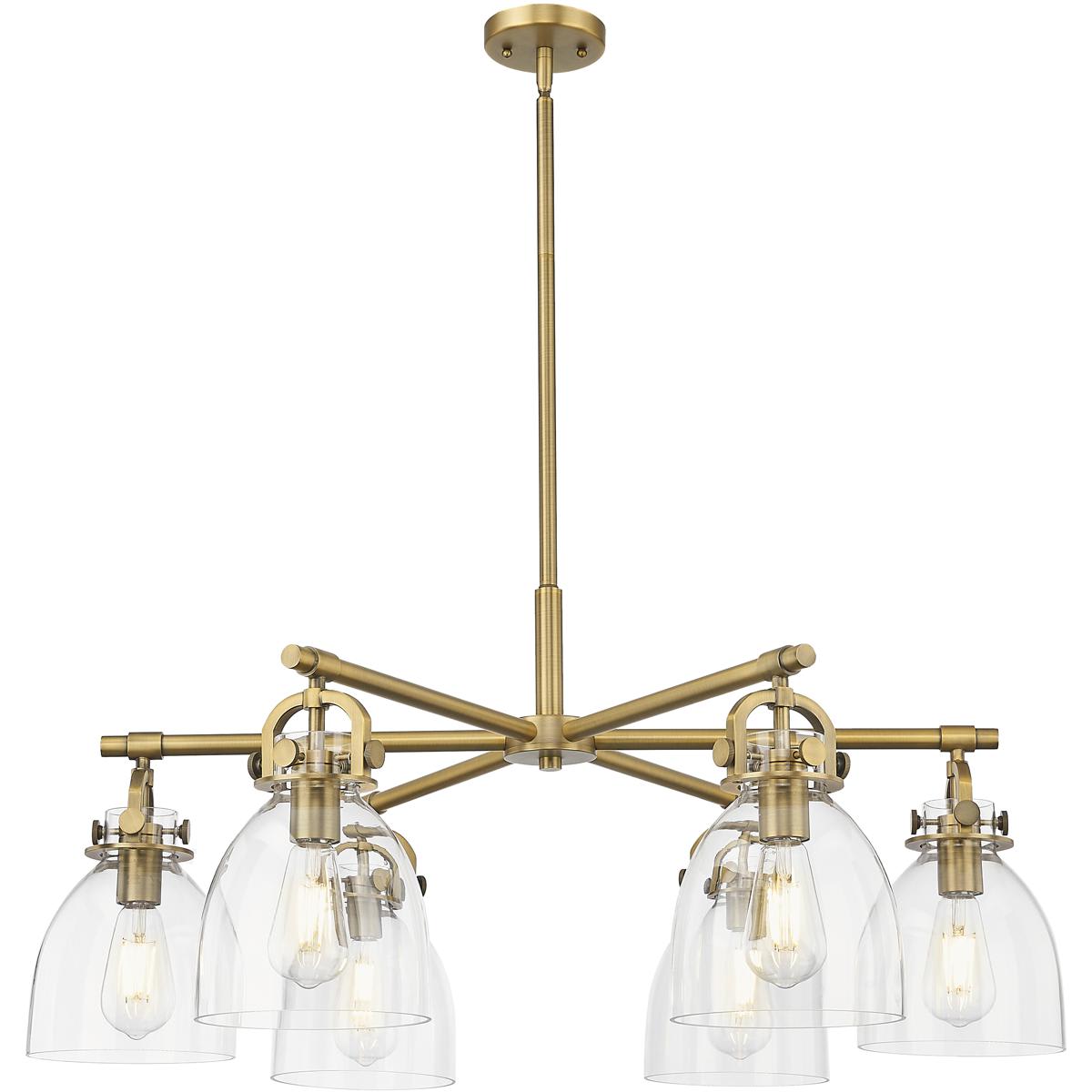 Innovations Lighting - 410-6CR-BB-G412-7CL Newton Bell Chandelier Brushed Brass