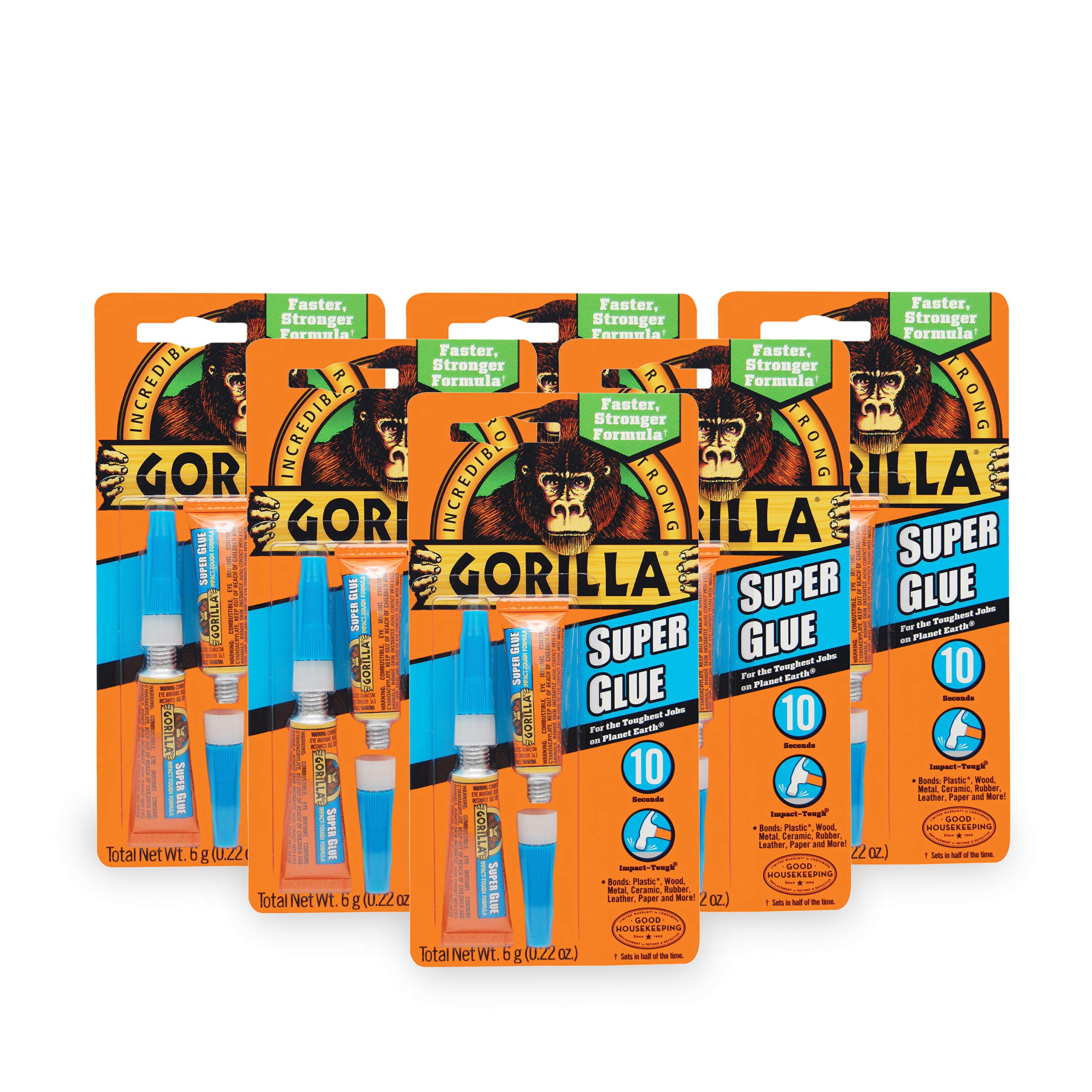 Gorilla DIB303124QTY6 Super Glue - High Strength Liquid Adhesive Two 3g Tubes Clear (Pack of 6)