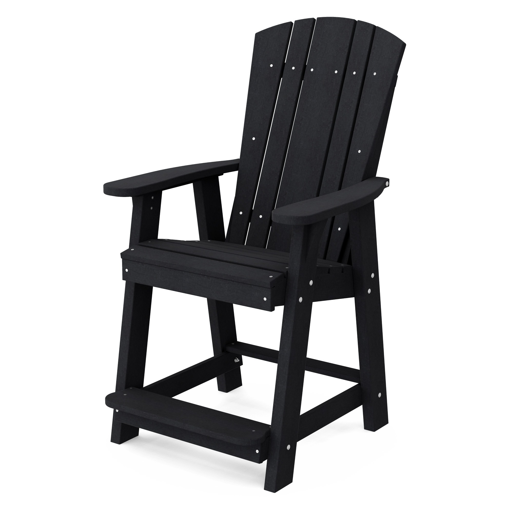Wildridge LCC-150-BK Heritage Balcony Black HDPE Frame Stationary Counter-height Chair with Slat Seat