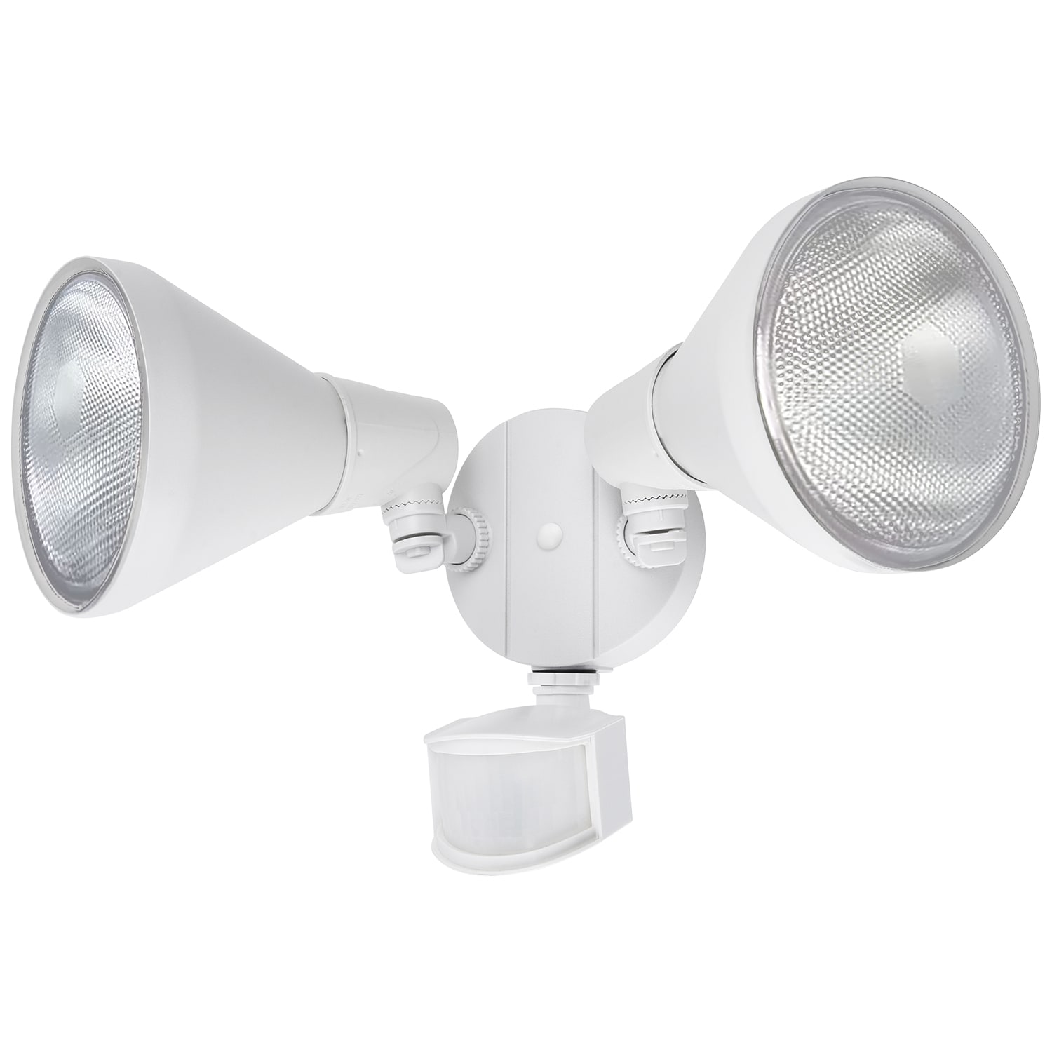Utilitech 180 -Degree Hardwired Halogen White 2 -Head Motion-Activated Flood Light with Timer