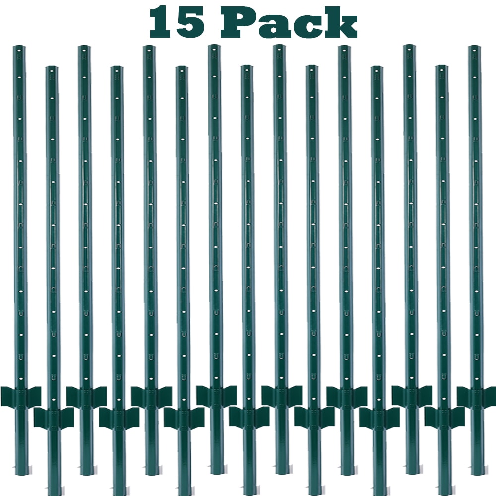 Blisstyle 5 Feet - 15 Pack Fence Post U Channel Steel Fence U Post For Holding Garden Wire Fence Corner Anchor Posts etc Metal Fence Post U post For Garden Fence T post For Multiple Fence Types