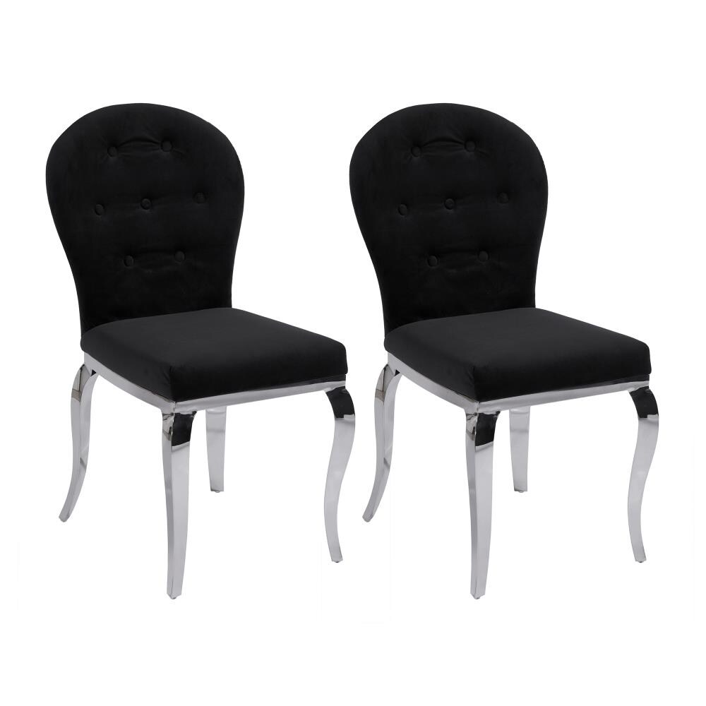 Chintaly Imports TERESA-SC-OVL Set of 2 Teresa Contemporary/Modern Microfiber Upholstered Dining Side Chair (Metal Frame)