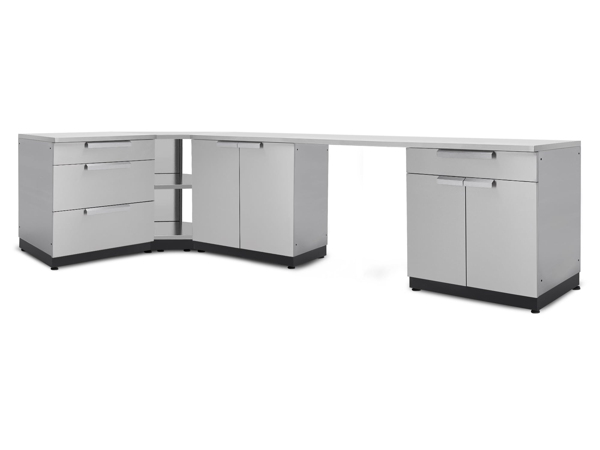 NewAge Products 65054 Stainless Steel 6 -Piece 112.0-in W x 24-in D x 35.5-in H Modular Outdoor Kitchen Cabinet