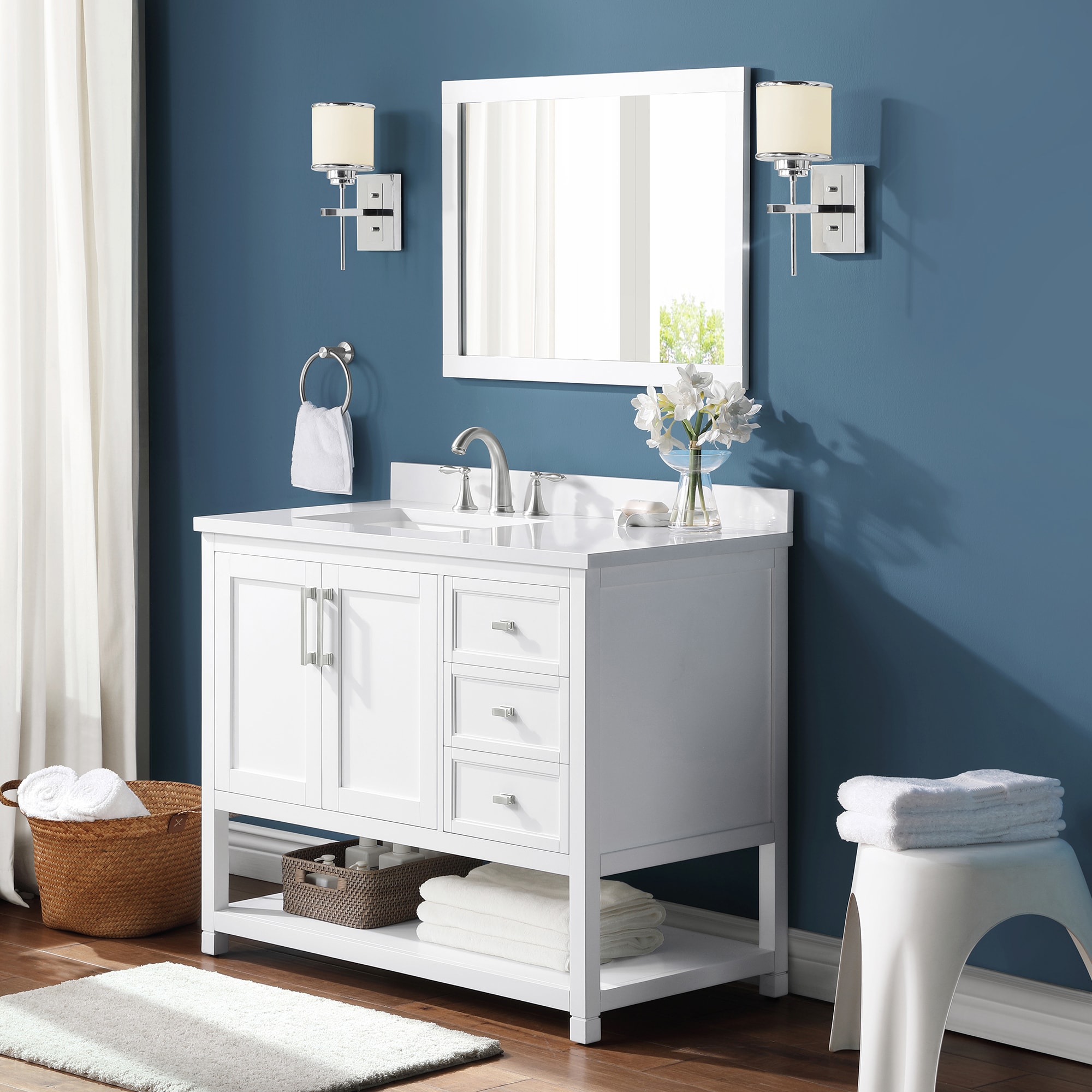 OVE Decors Stanley 42-in White Undermount Single Sink Bathroom Vanity ...