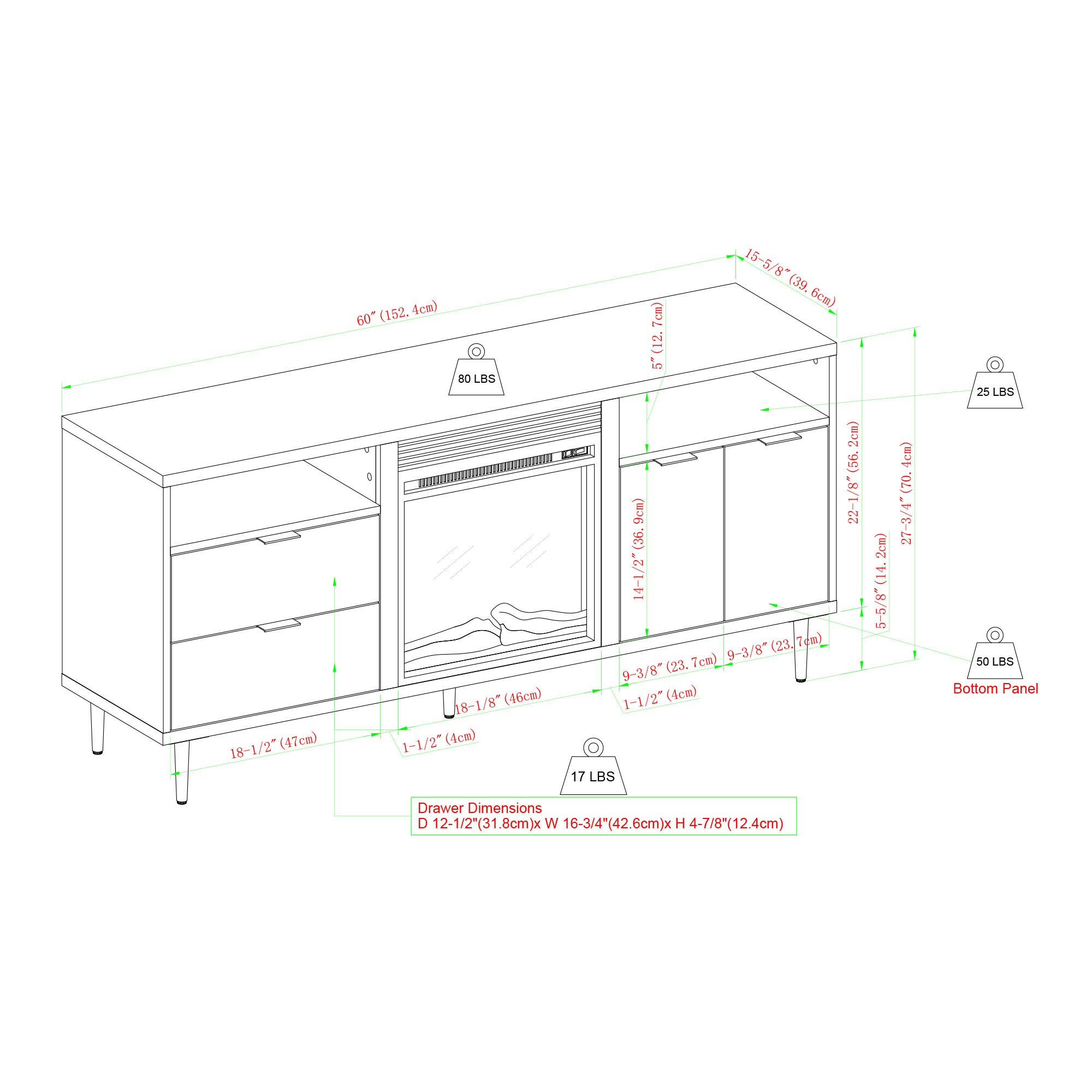Walker Edison LW60FPRTHDW Electric-Fireplaces - View #9