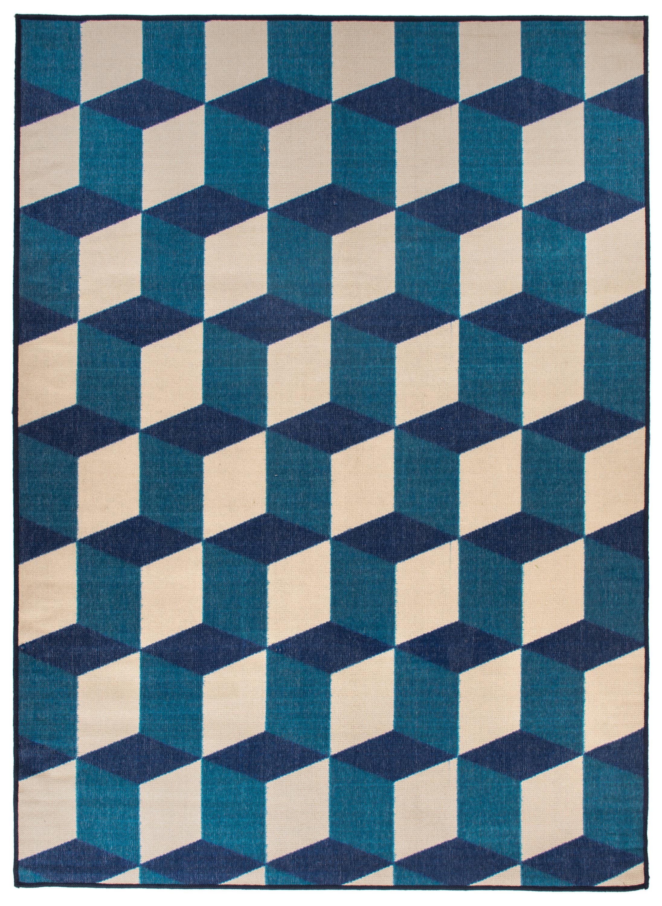 World Rug Gallery 9016BLUE8X10 Ravenna 8 x 10 (ft) Loomed Nylon Blue Rectangular Indoor/Outdoor Geometric Global Area rug