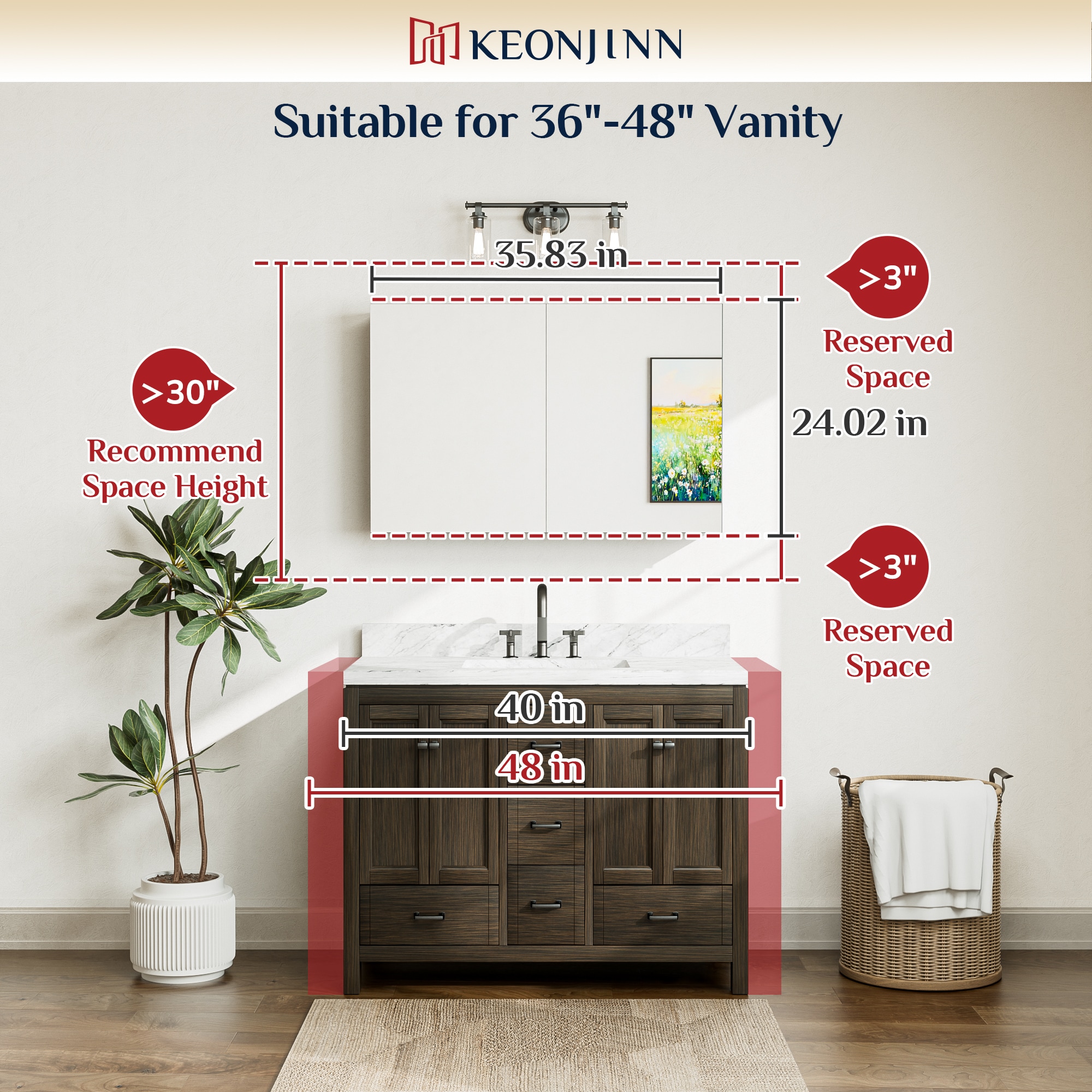 Keonjinn LW-JG-FXFJP-9161-BK Bathroom-Medicine-Cabinets - View #5