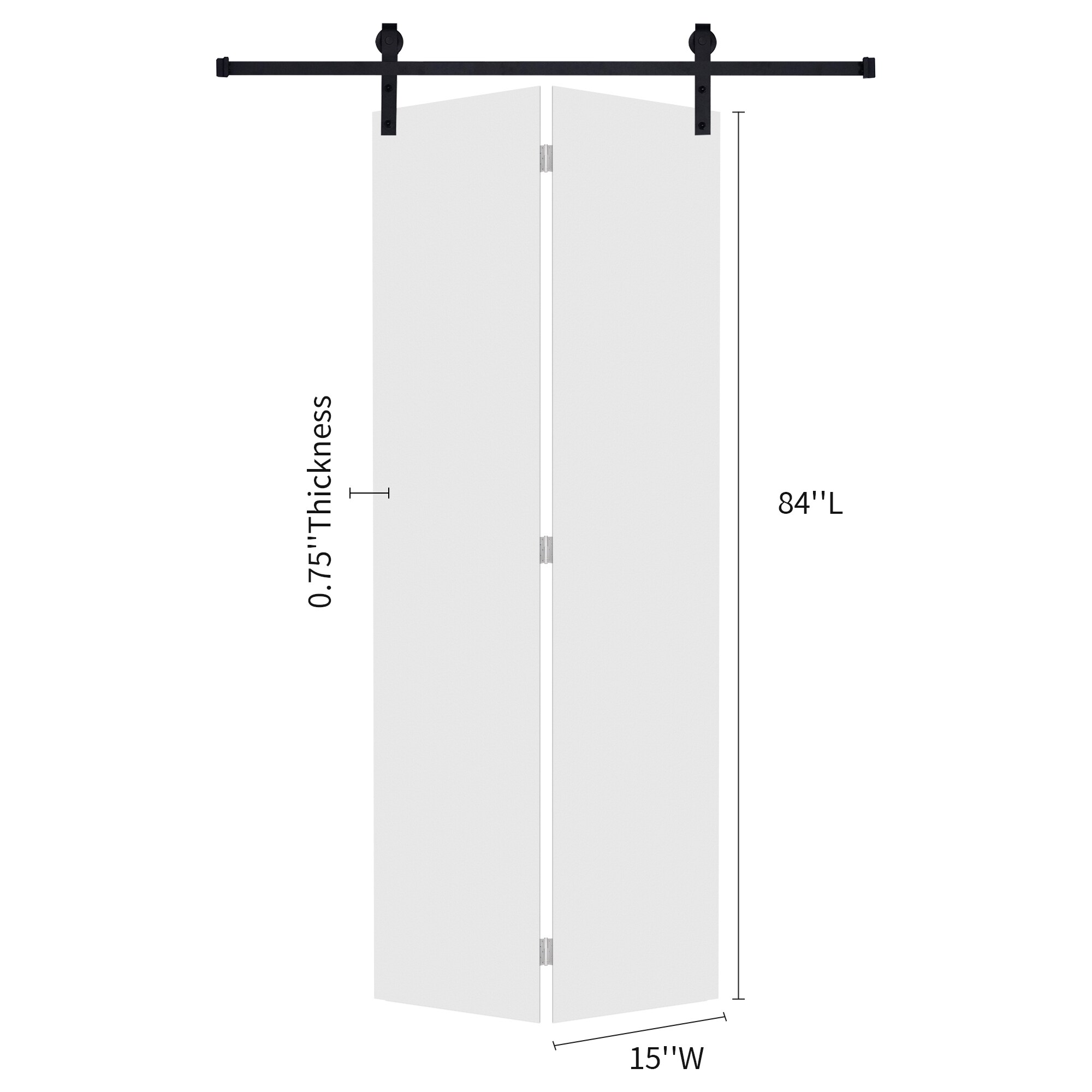 RITSU 30-in x 84-in Modern Flat Panel Bifold Style White MDF Barn ...