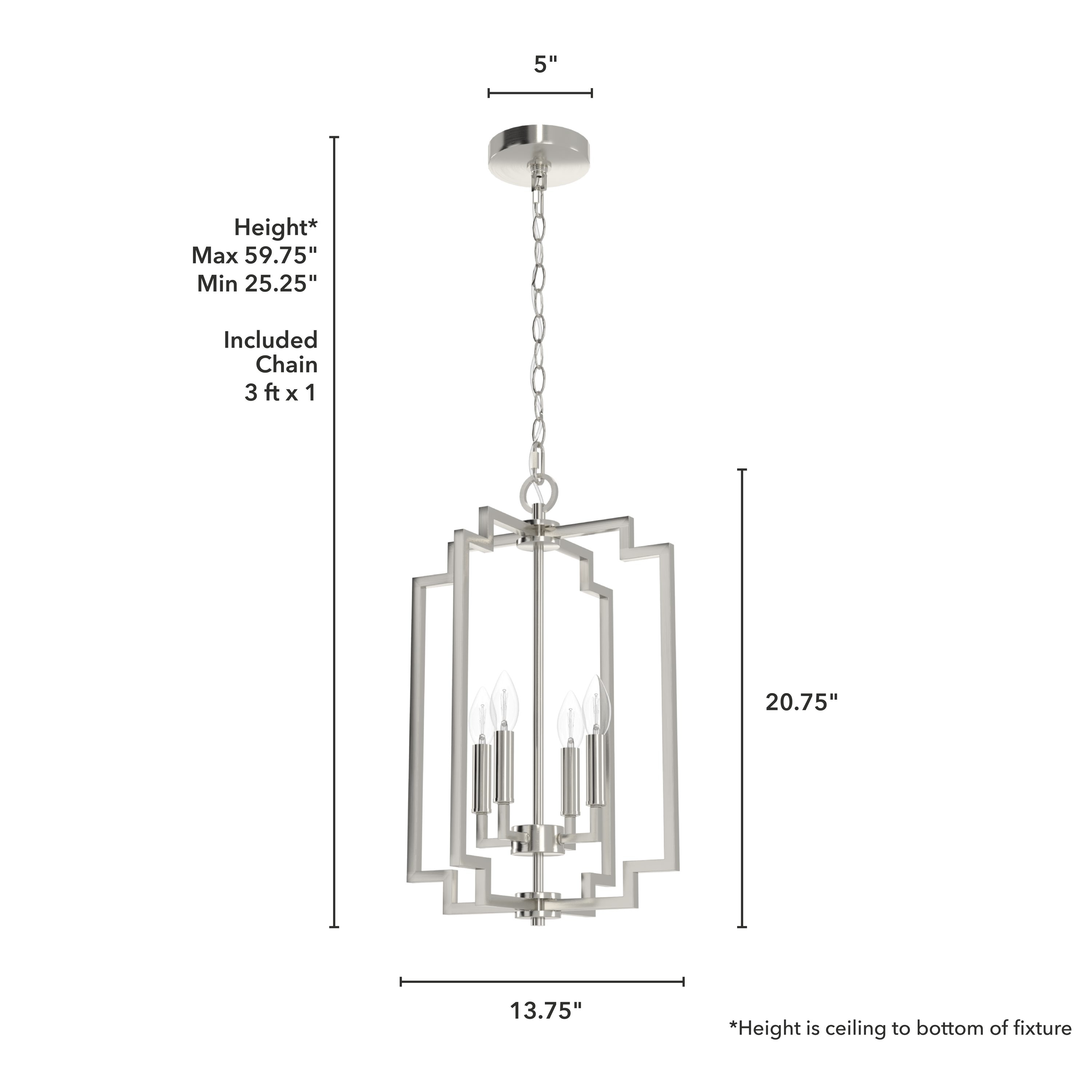 Zoanne Brushed Nickel 4-Light 14" Pendant