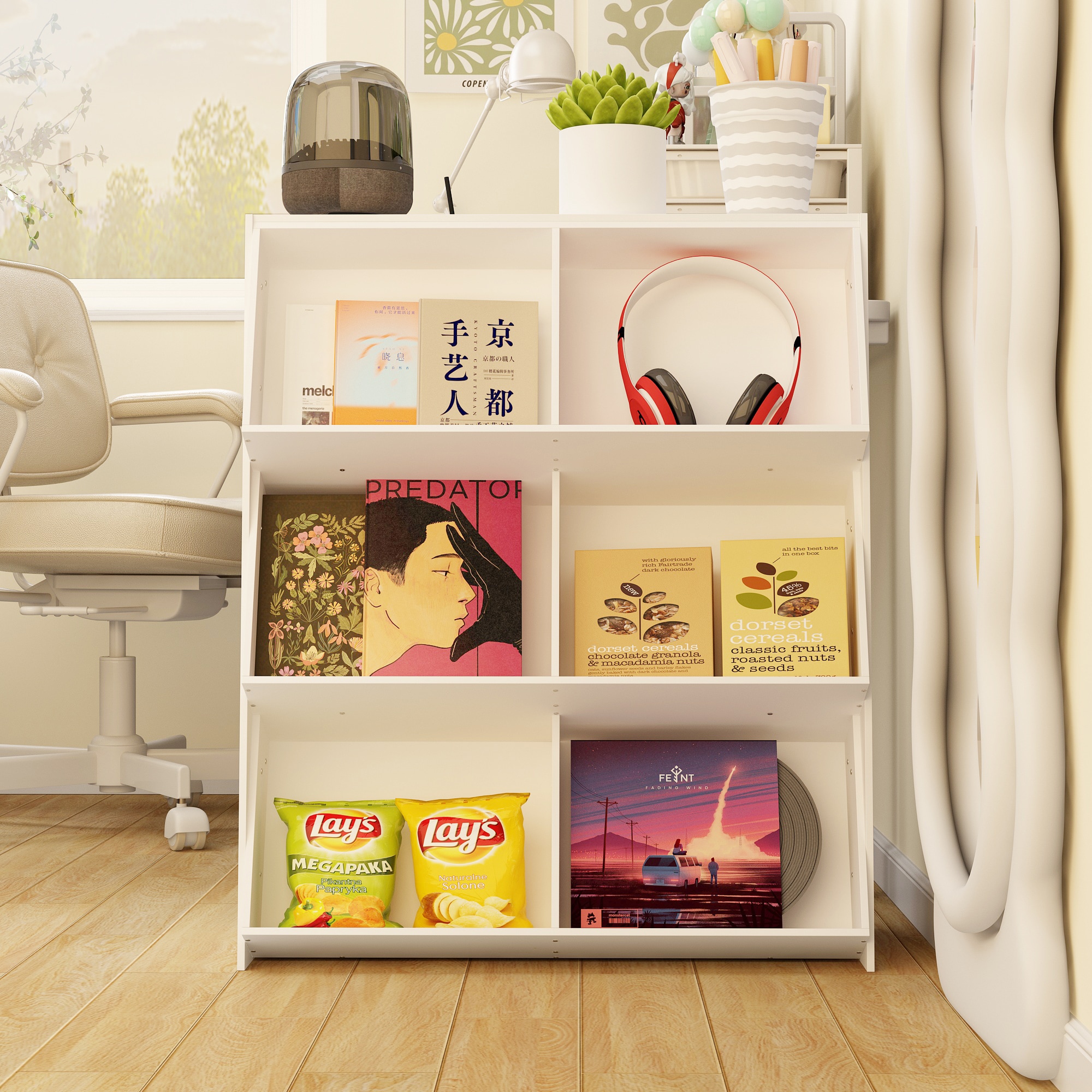 FUFU&GAGA LJY-KF020259-01 Bookcase White MDF 3 -Shelf Bookcase ( 39.4-in W x 47.2-in H x 19.7-in D ) Finished