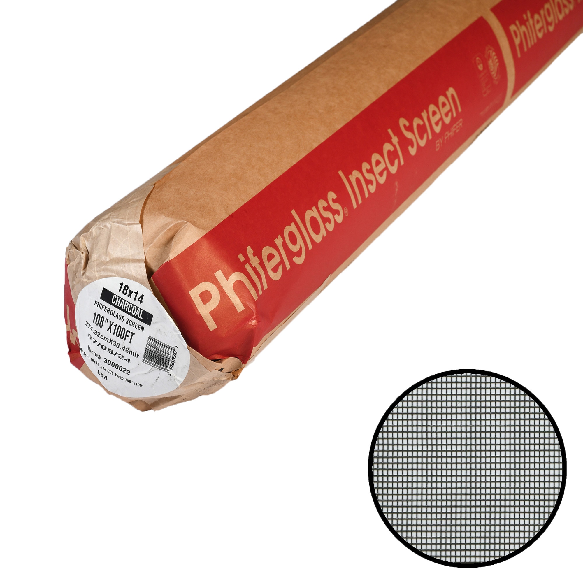 Phifer 3000022 Pool and Patio 9-ft x 100-ft Charcoal Fiberglass Screen mesh