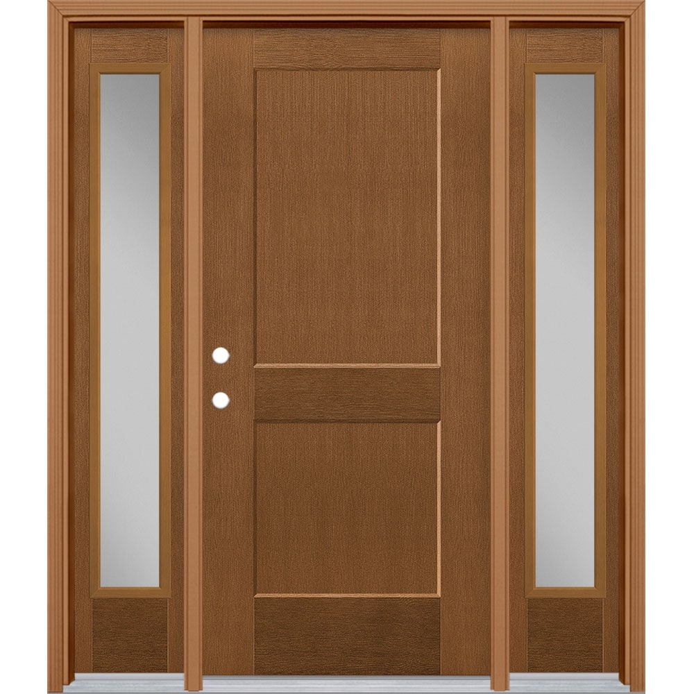 Masonite 5204079 Logan 64-in x 80-in x 4-9/16-in Fiberglass No glass Right-hand inswing Woodhaven Stained Prehung Front Door with Sidelights with Brickmould Insulating core