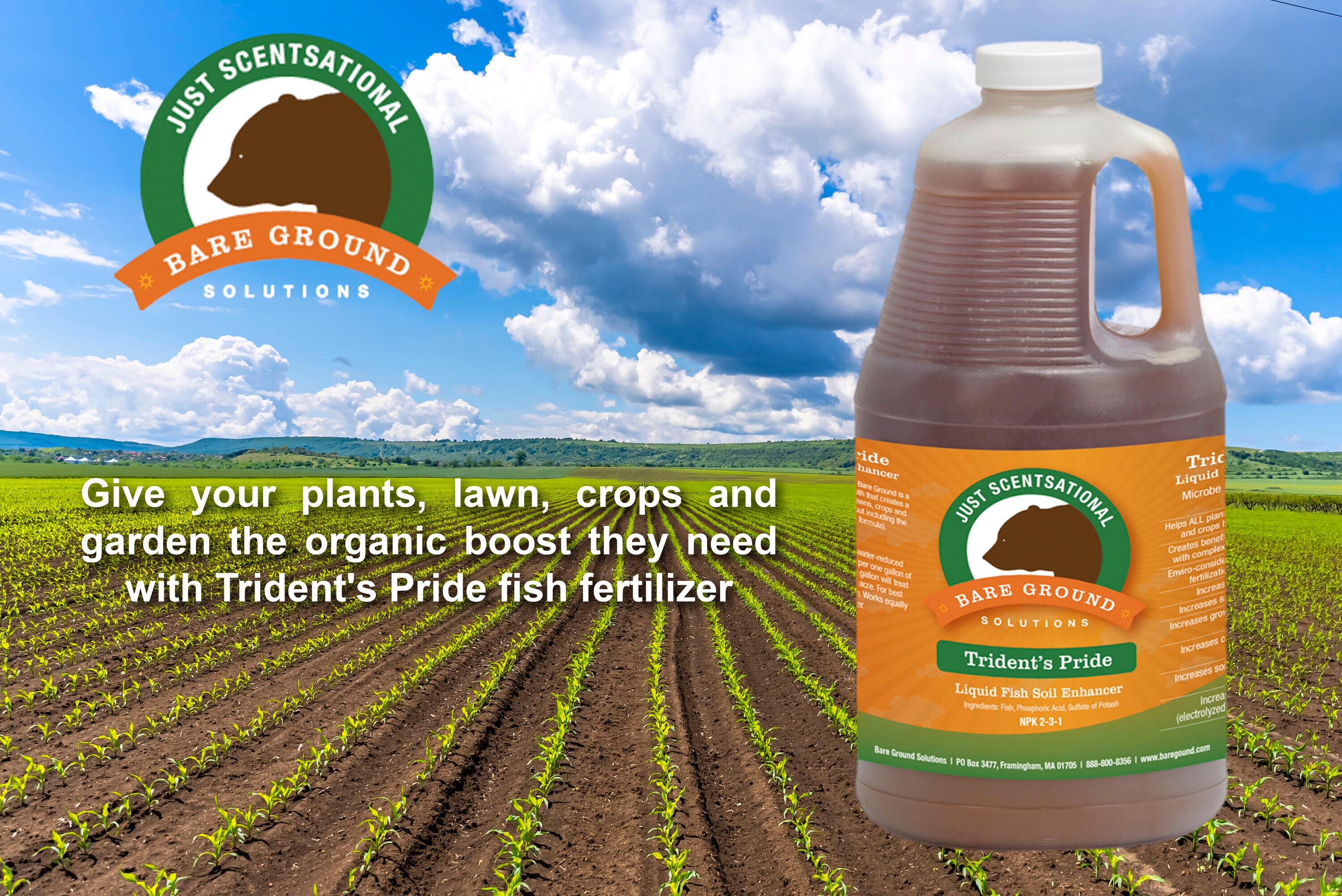 Just Scentsational TP-64G Tridents Pride 64-oz 5000-sq ft 3-2-1 Organic Natural All-purpose Liquid Fertilizer