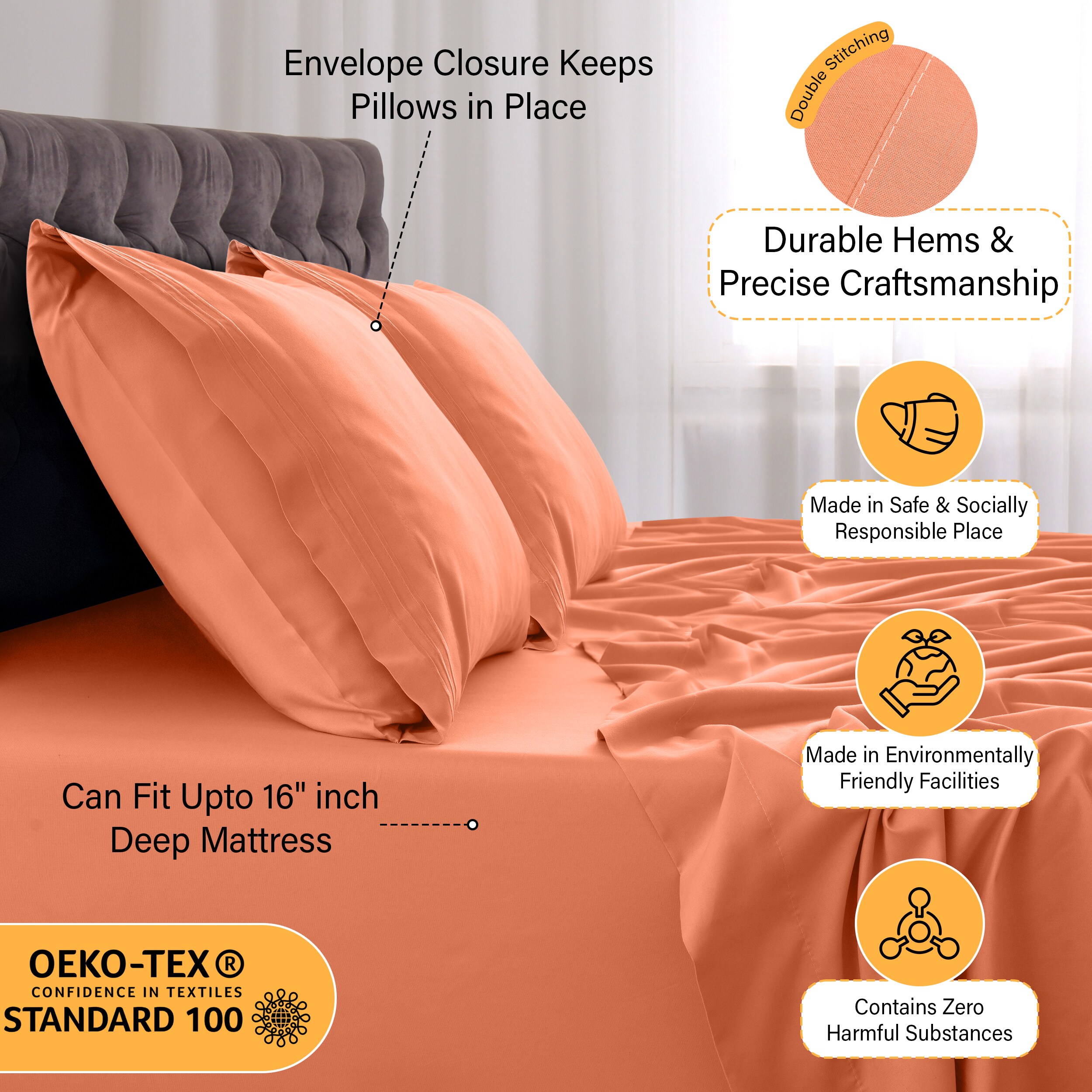 Lux Decor Collection 4PC PSHT K COR Sheet-Sets - View #6