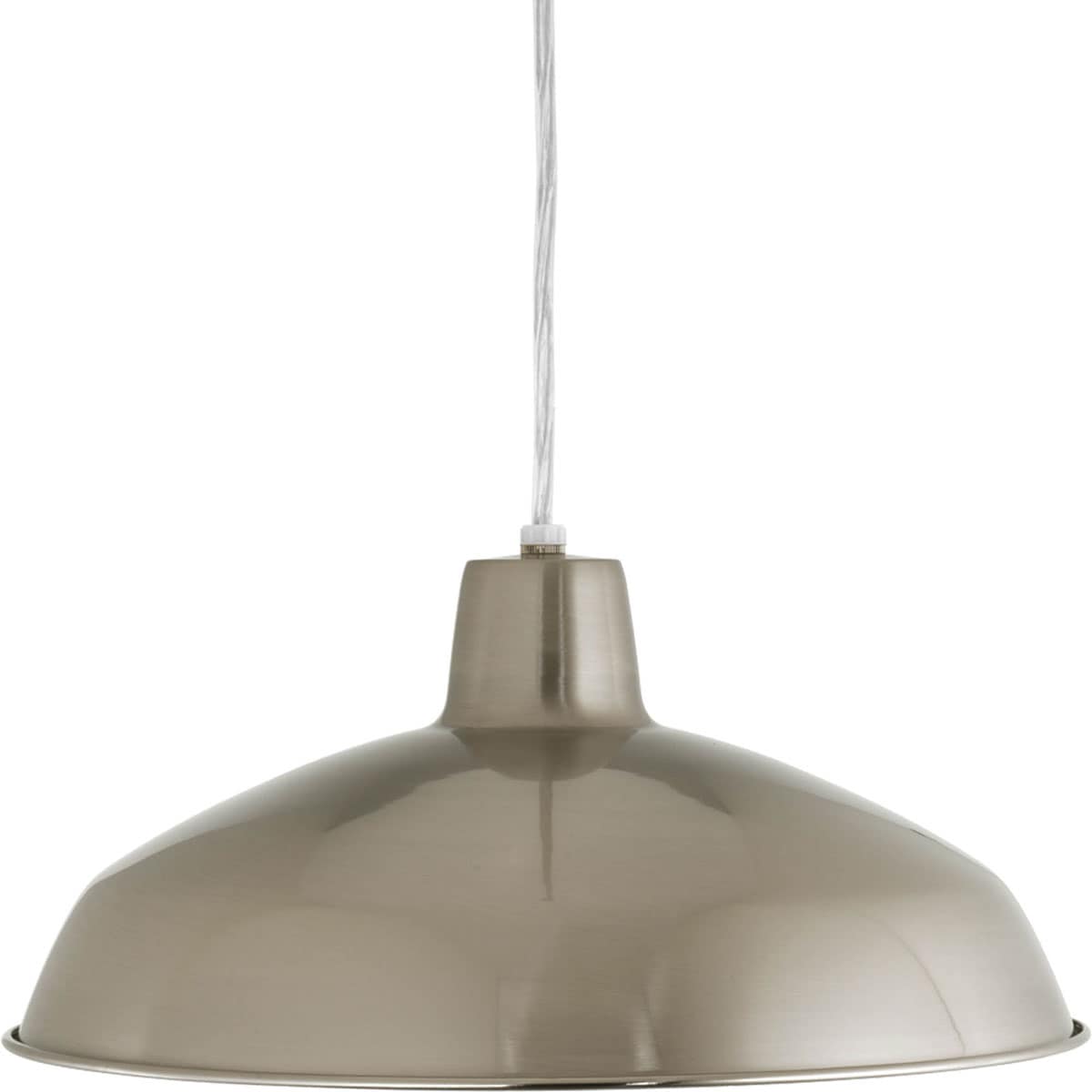 Progress Lighting P5094-09 Metal Shade 1 -Light Brushed Nickel Farmhouse Bell Medium Hanging Pendant light