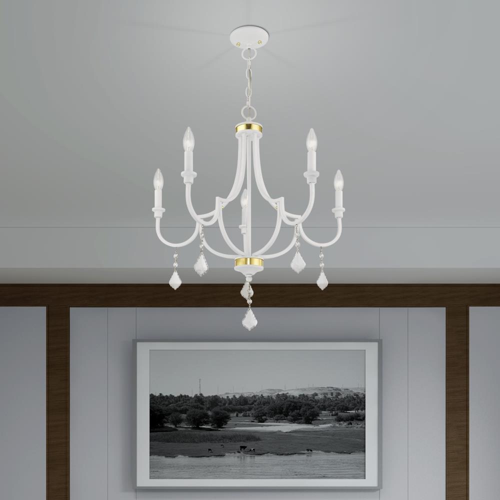 White Mini Crystal 5-Light Candelabra Chandelier