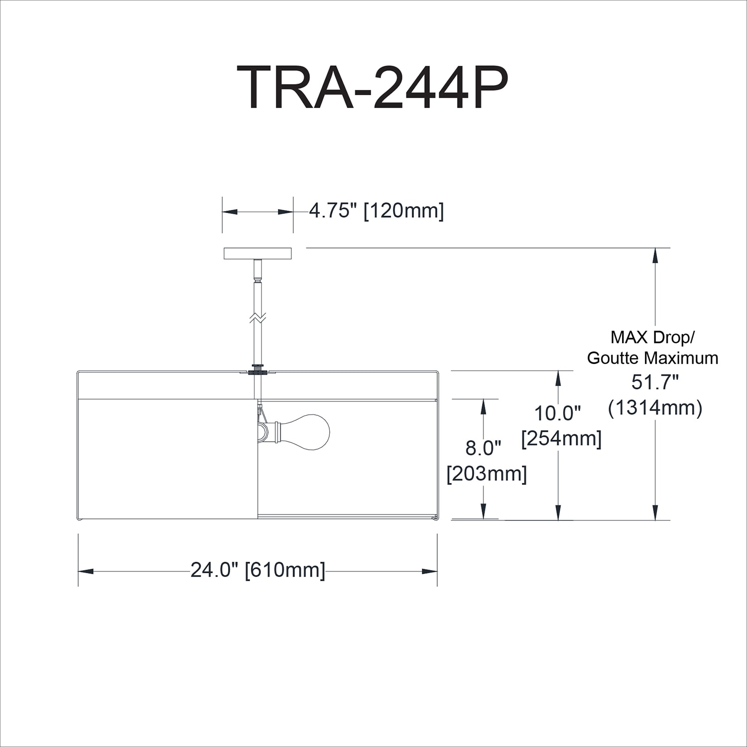 Dainolite TRA-244P-BK-WH Pendant-Lights - View #3