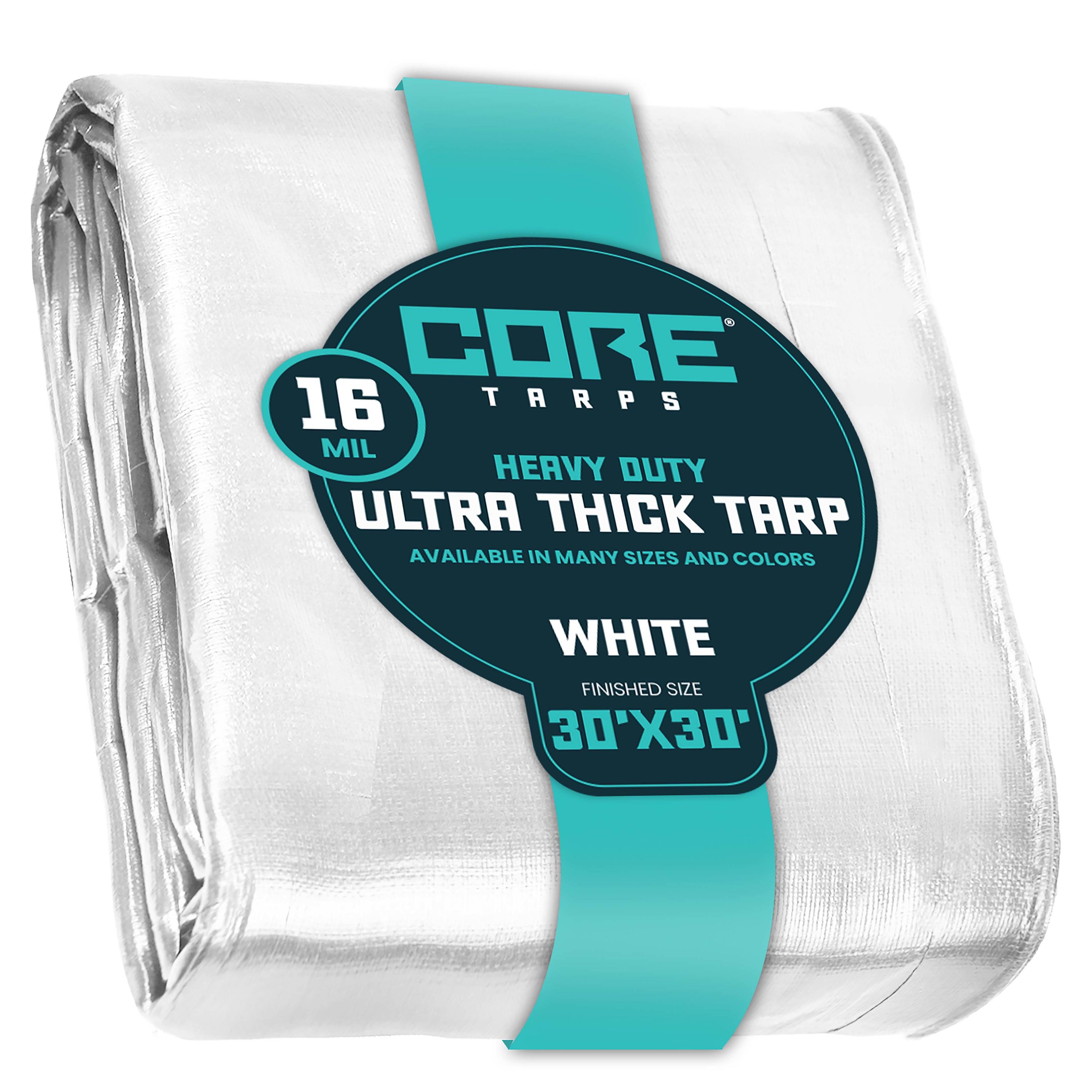 Core Tarps CT-304-30X30 30-ft x 30-ft White Waterproof Commercial Polyethylene 16-Mils Tarp