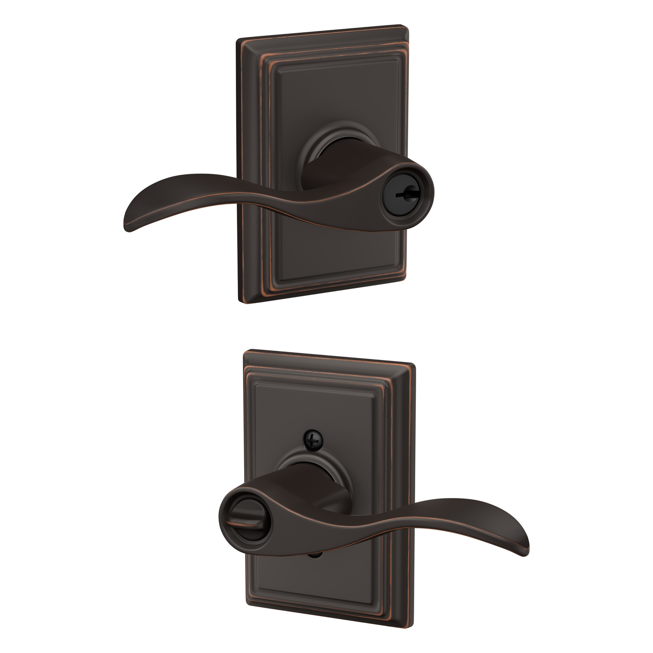 Schlage F51A ACC 716 ADD Accent-Addison Aged Bronze Universal Exterior Keyed entry Door Handle