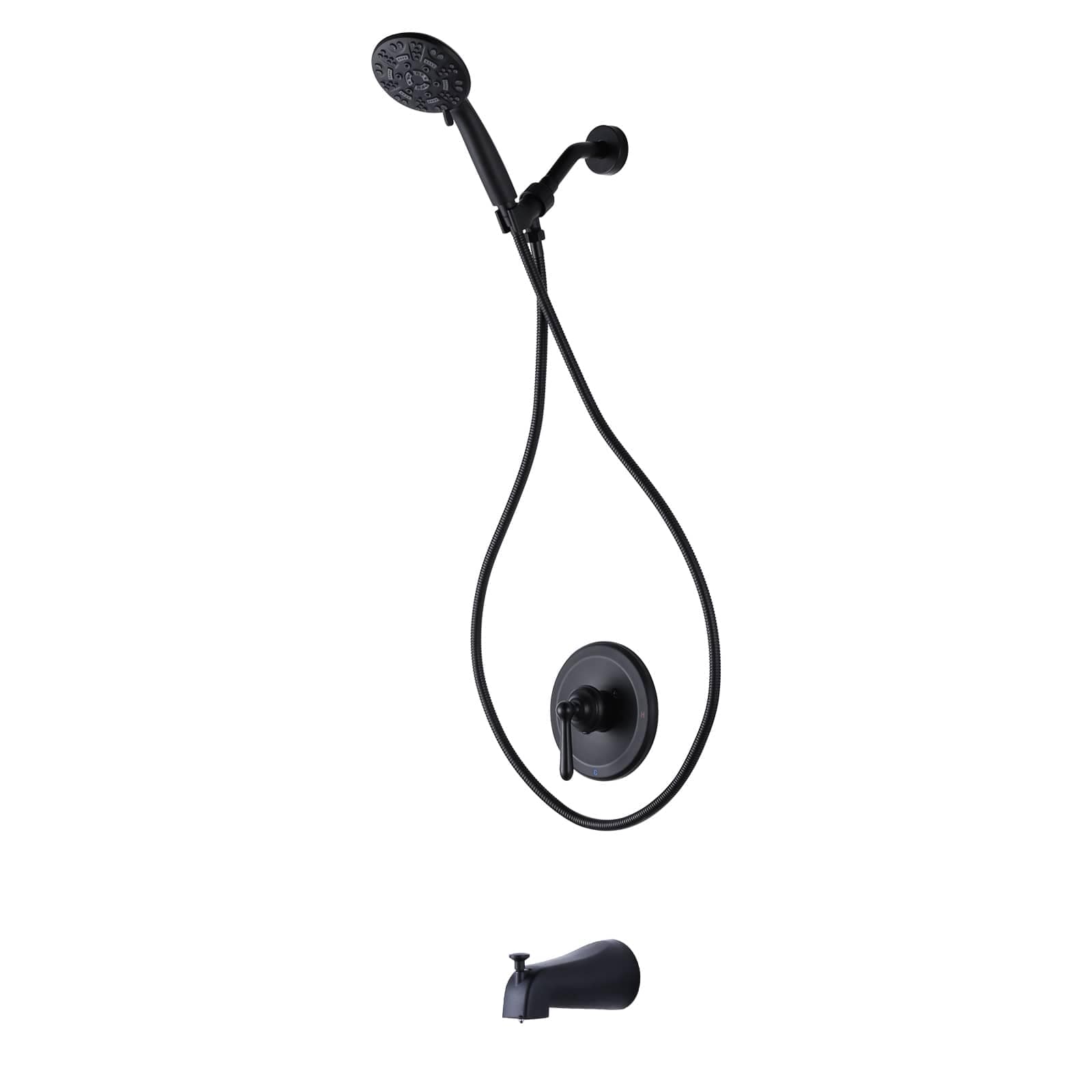 ARCORA Single Handle 7 Spray Tub and Shower Faucet 1.8 GPM in Matte Black Valve Included