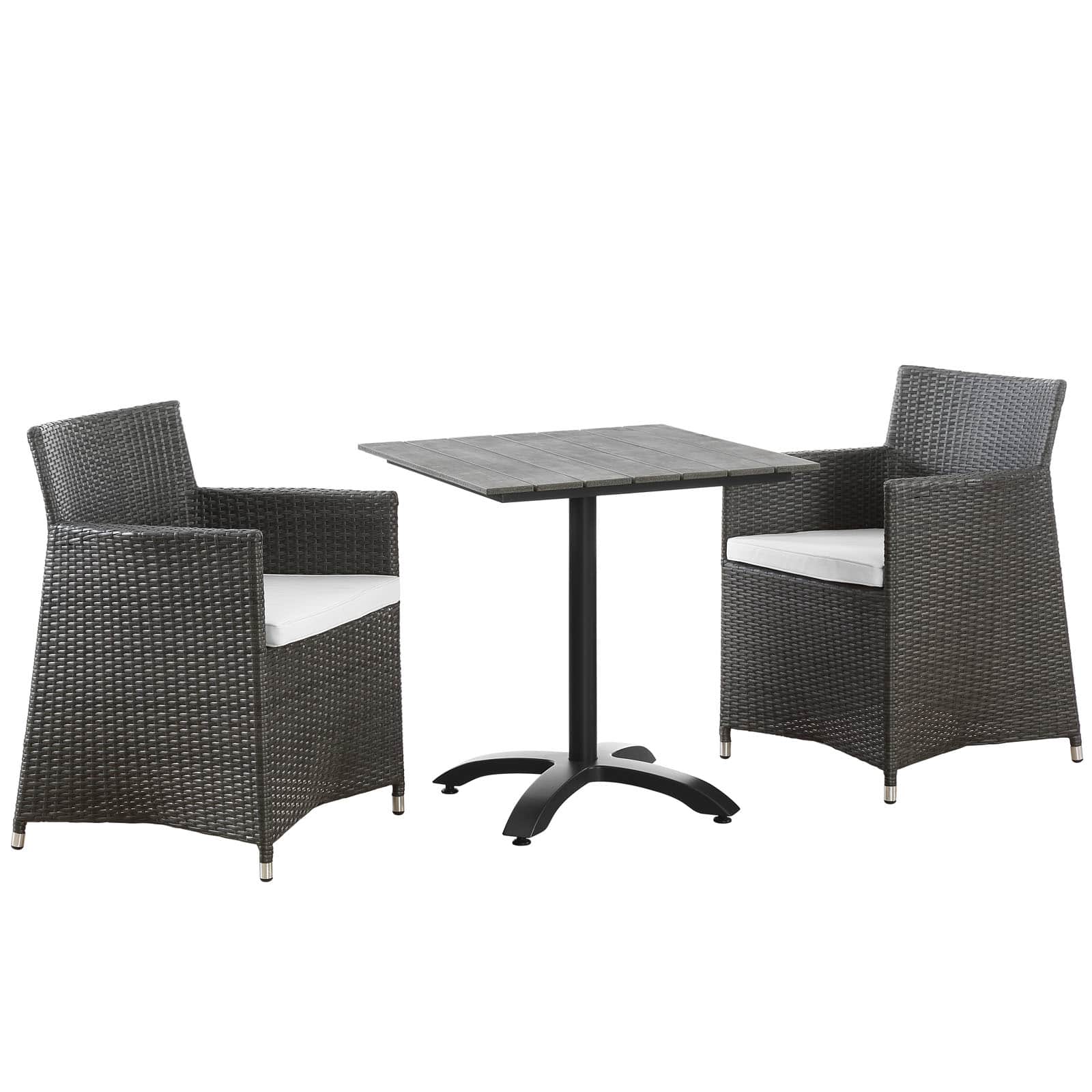  Junction 3 Piece Outdoor Patio Dining Set in Brown White