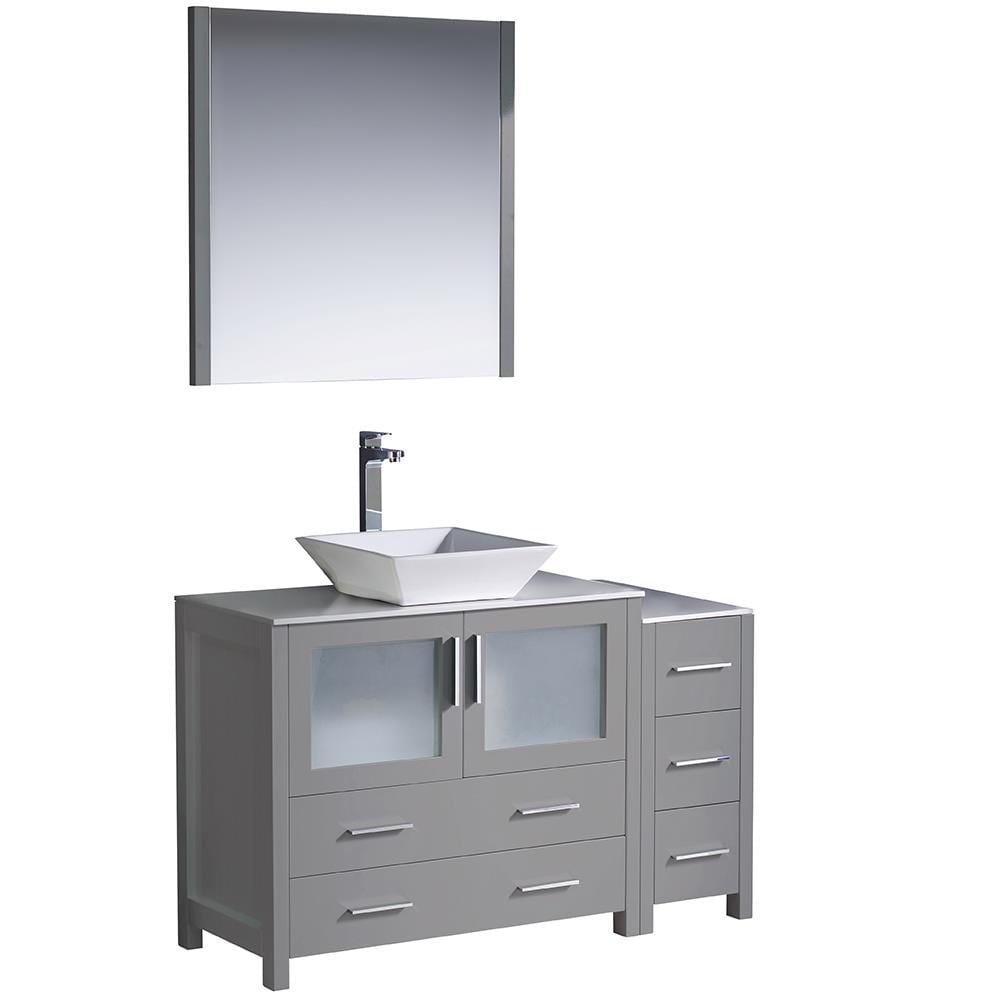 Fresca FVN62-3612GR-VSL Torino 48-in Gray - LEFT Single sink Bathroom Vanity with White Ceramic Top (Mirror Included)