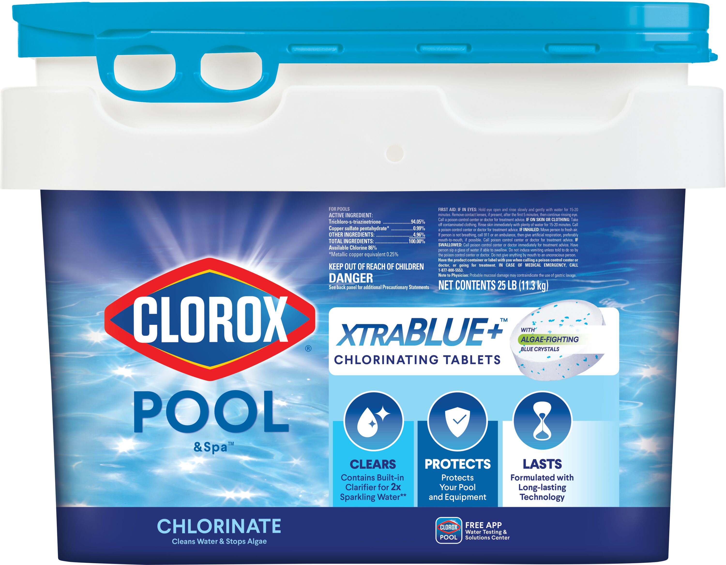 Clorox Pool&Spa XtraBlue 25.0 Pound(s) Bucket 3-in Tablets Chlorine #24225CLX