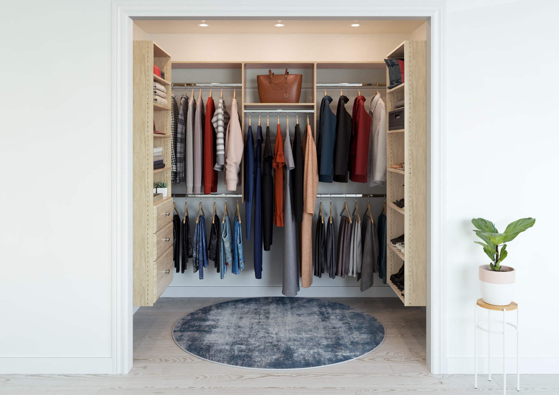 Easy Track PH61-MJ 6-Feet to 8-Feet W x 7-Feet H Honey Blonde Solid Shelving Wood Closet System