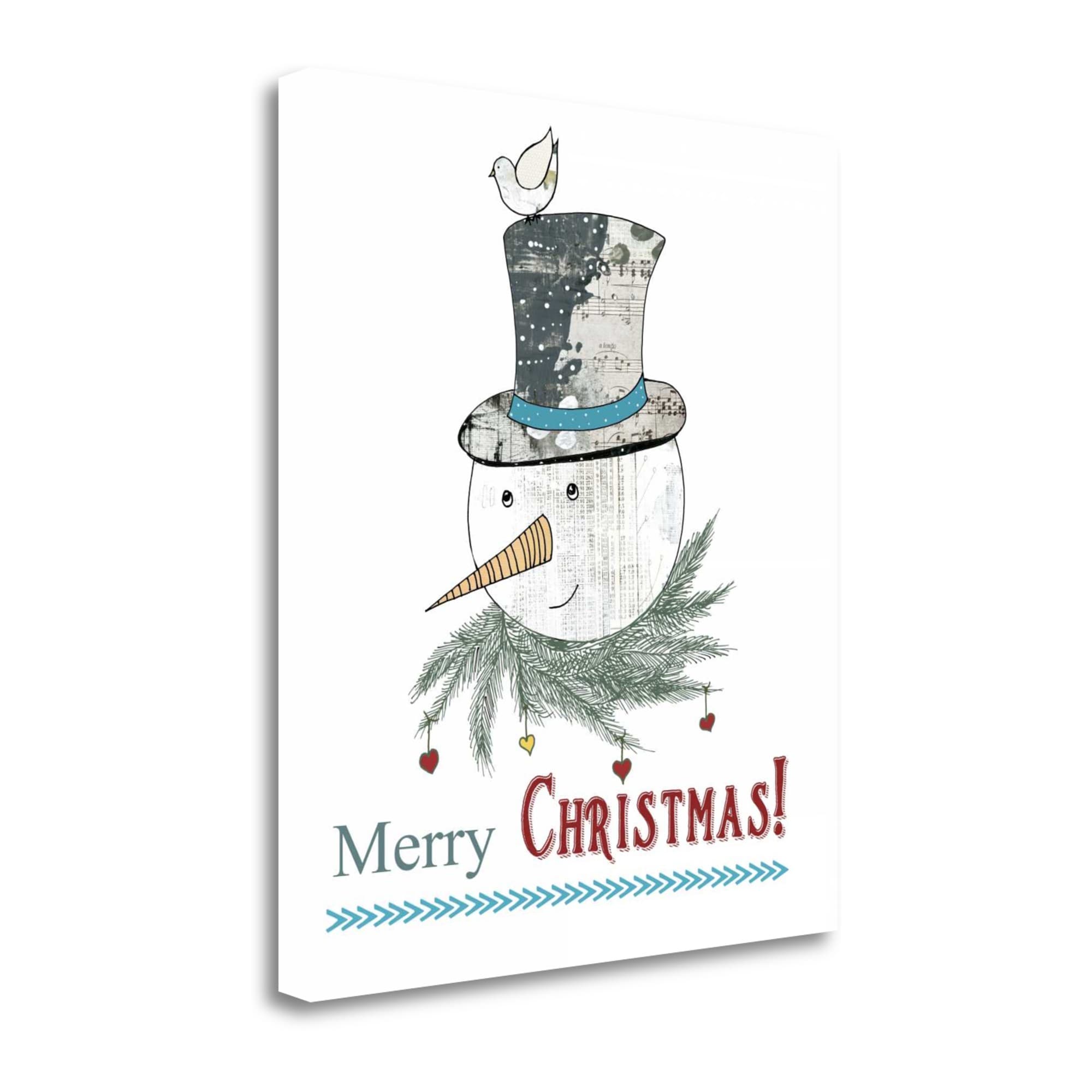 Tangletown Fine Art SBSO1207-3540C Snowman and Bird Sarah Ogren 40-in H x 35-in W Inspirational Print on Canvas