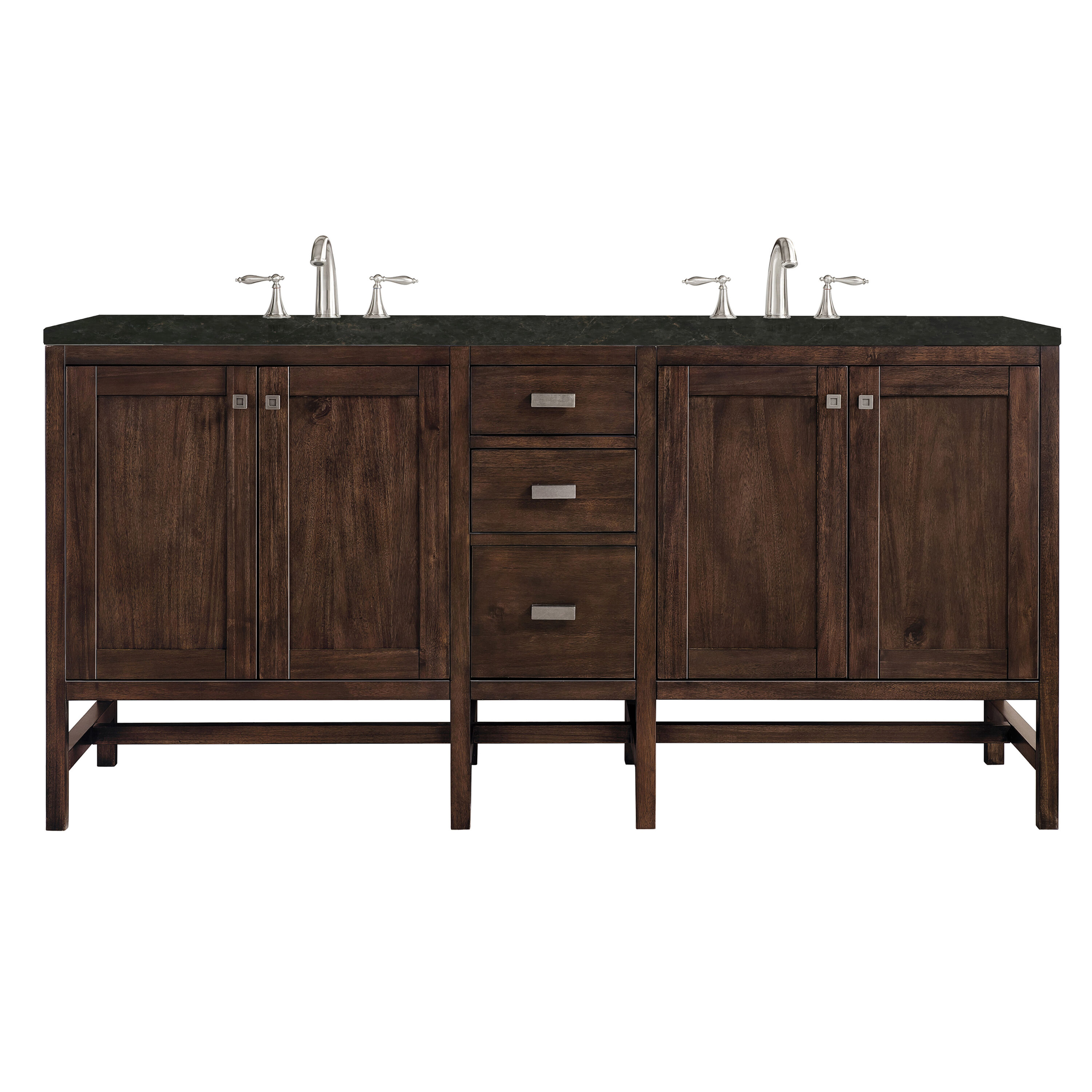 James Martin Vanities Addison 72-in Mid-Century Acacia Undermount Double Sink Bathroom Vanity with Phantome Quartz Top